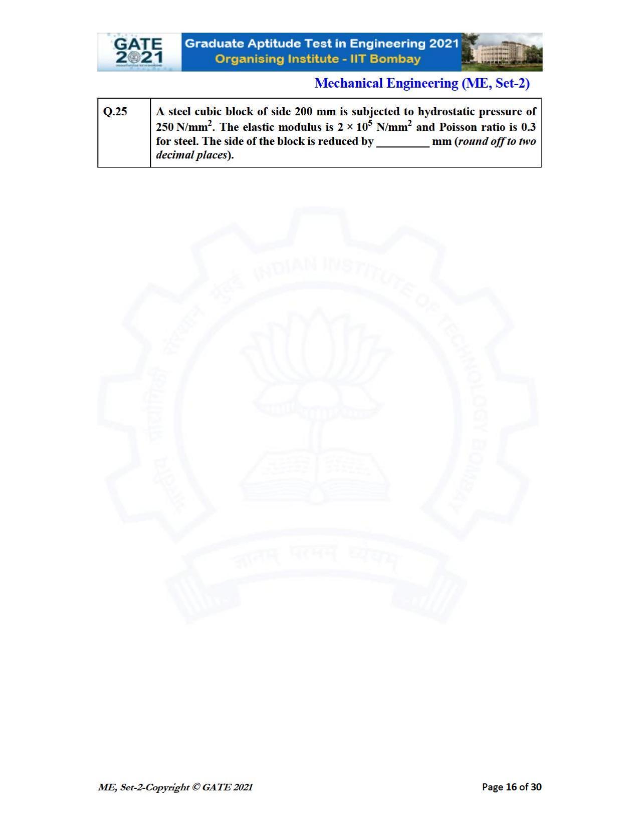 GATE 2021 Mechanical Engineering (ME) Question Paper - Page 53