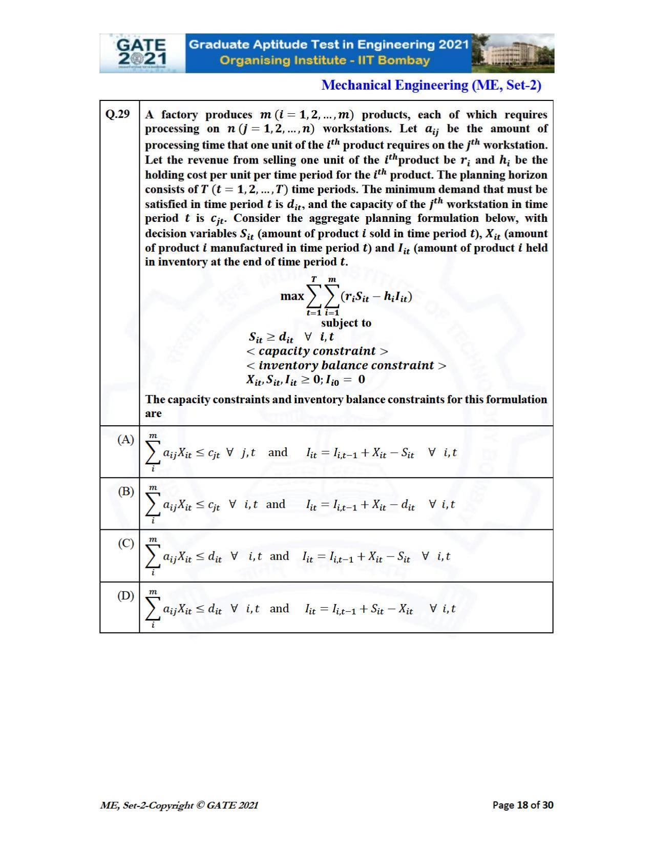 GATE 2021 Mechanical Engineering (ME) Question Paper - Page 55