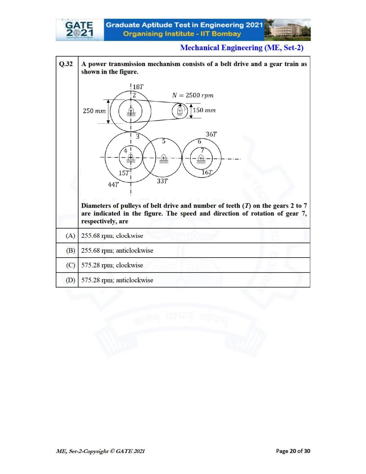 GATE 2021 Mechanical Engineering (ME) Question Paper - Page 57