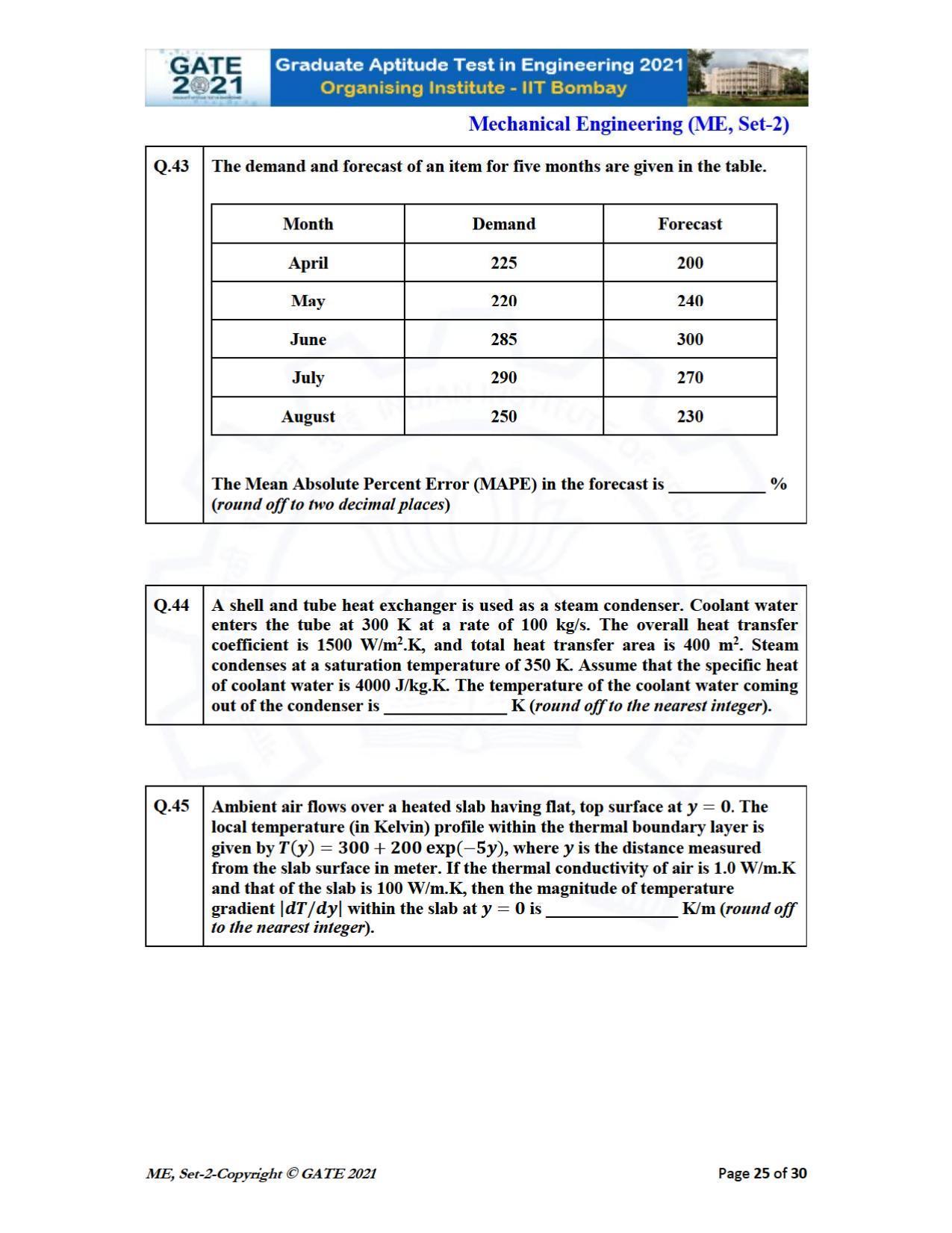 GATE 2021 Mechanical Engineering (ME) Question Paper - Page 62