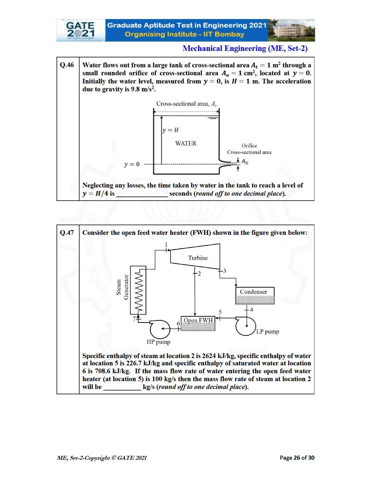 GATE 2021 Mechanical Engineering (ME) Question Paper - Page 63