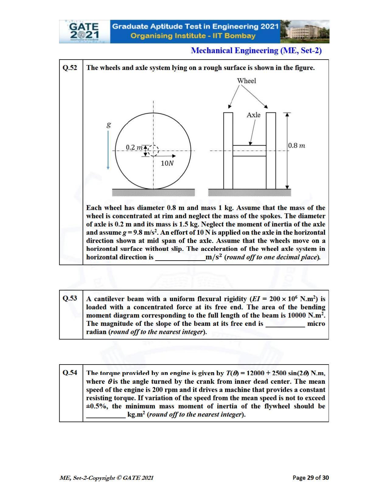 GATE 2021 Mechanical Engineering (ME) Question Paper - Page 66