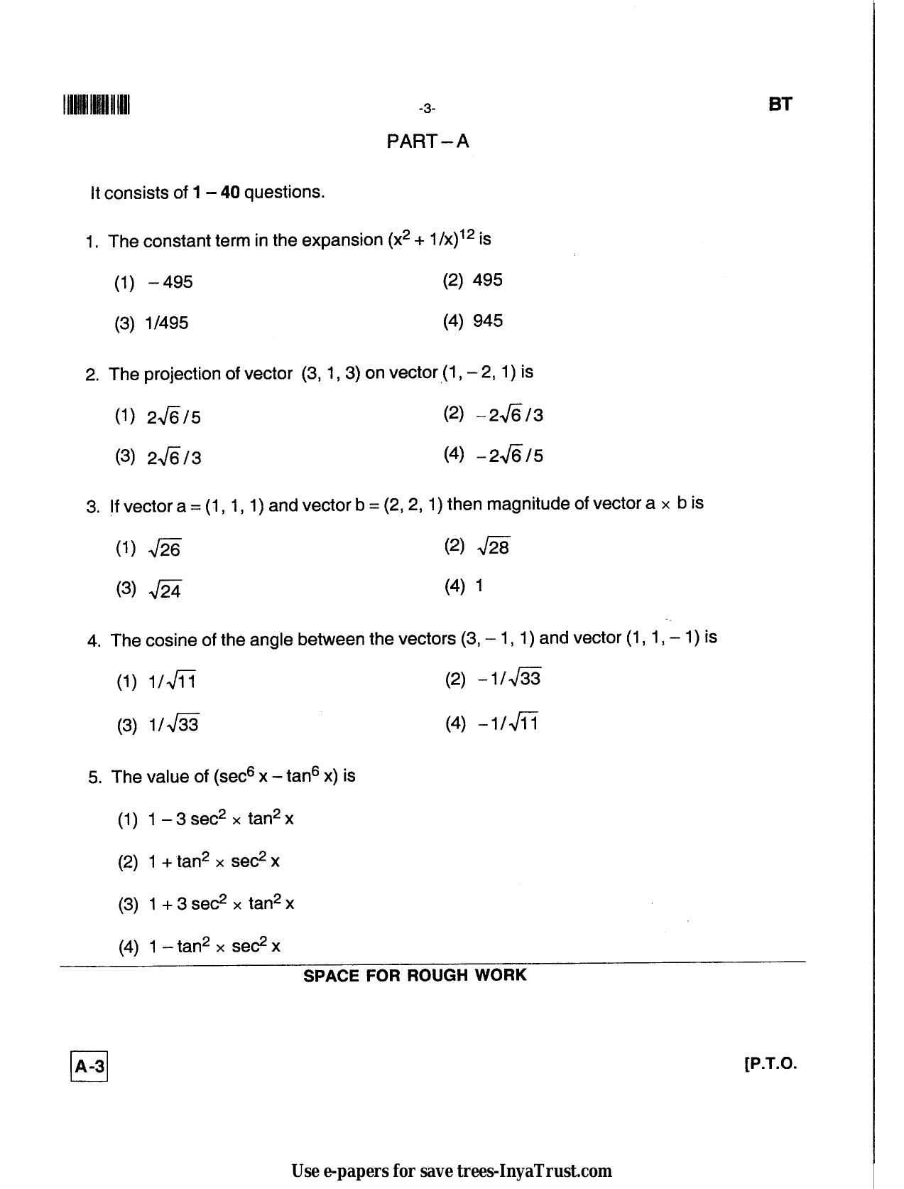 Karnataka Diploma CET- 2013 Biotechnology Question Paper - Page 3