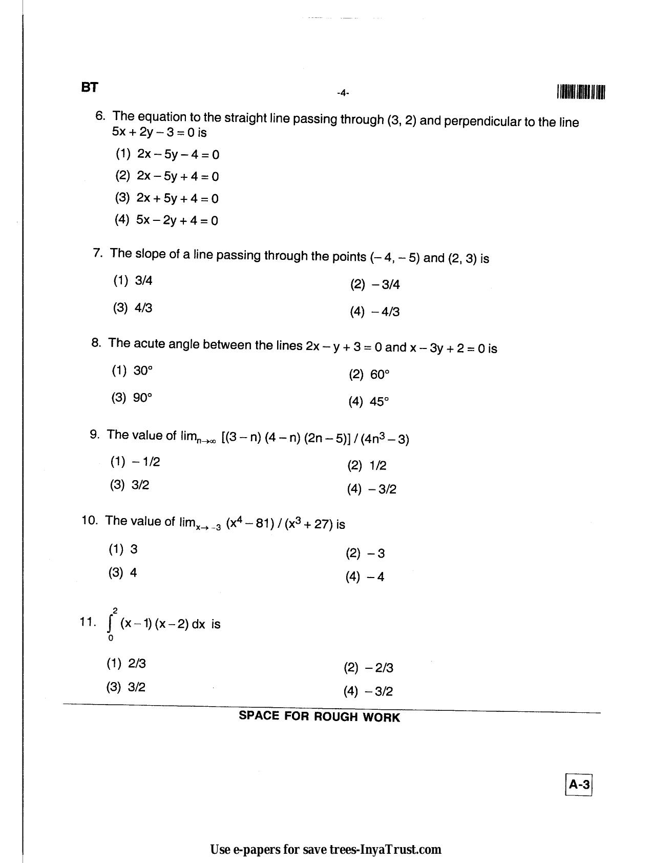 Karnataka Diploma CET- 2013 Biotechnology Question Paper - Page 4
