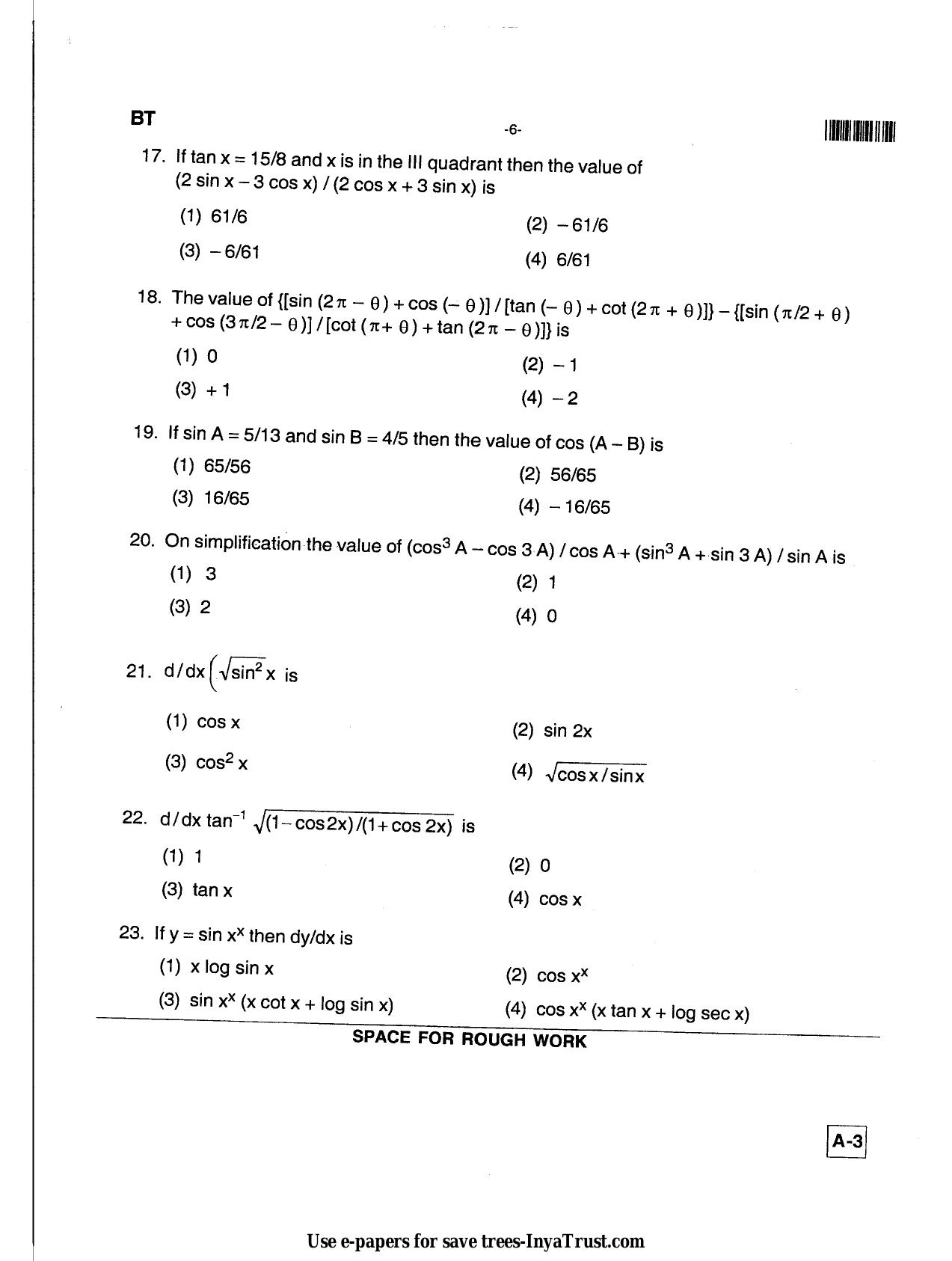 Karnataka Diploma CET- 2013 Biotechnology Question Paper - Page 6