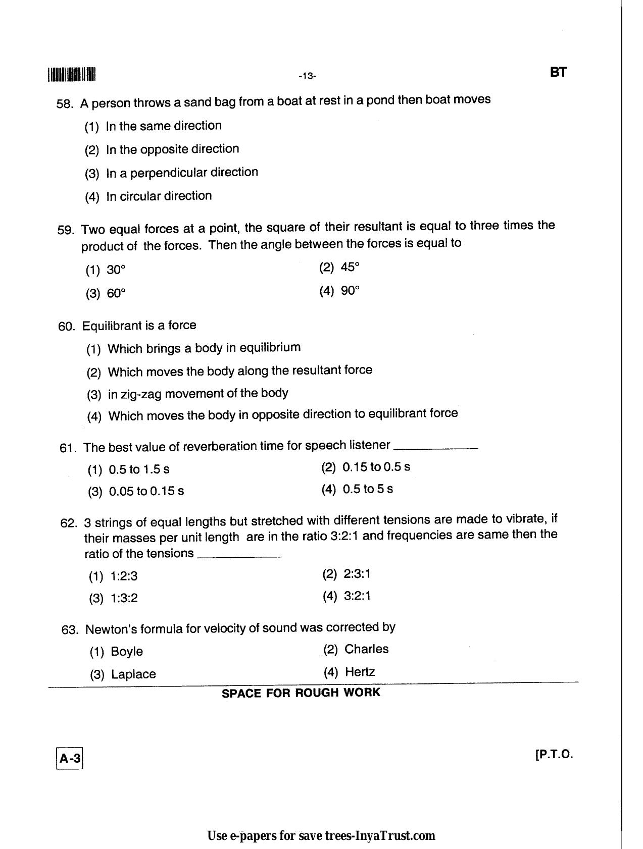 Karnataka Diploma CET- 2013 Biotechnology Question Paper - Page 13