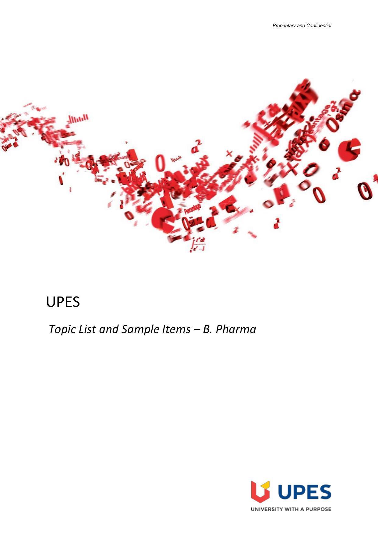UPES B. Pharma Sample Papers - Page 1