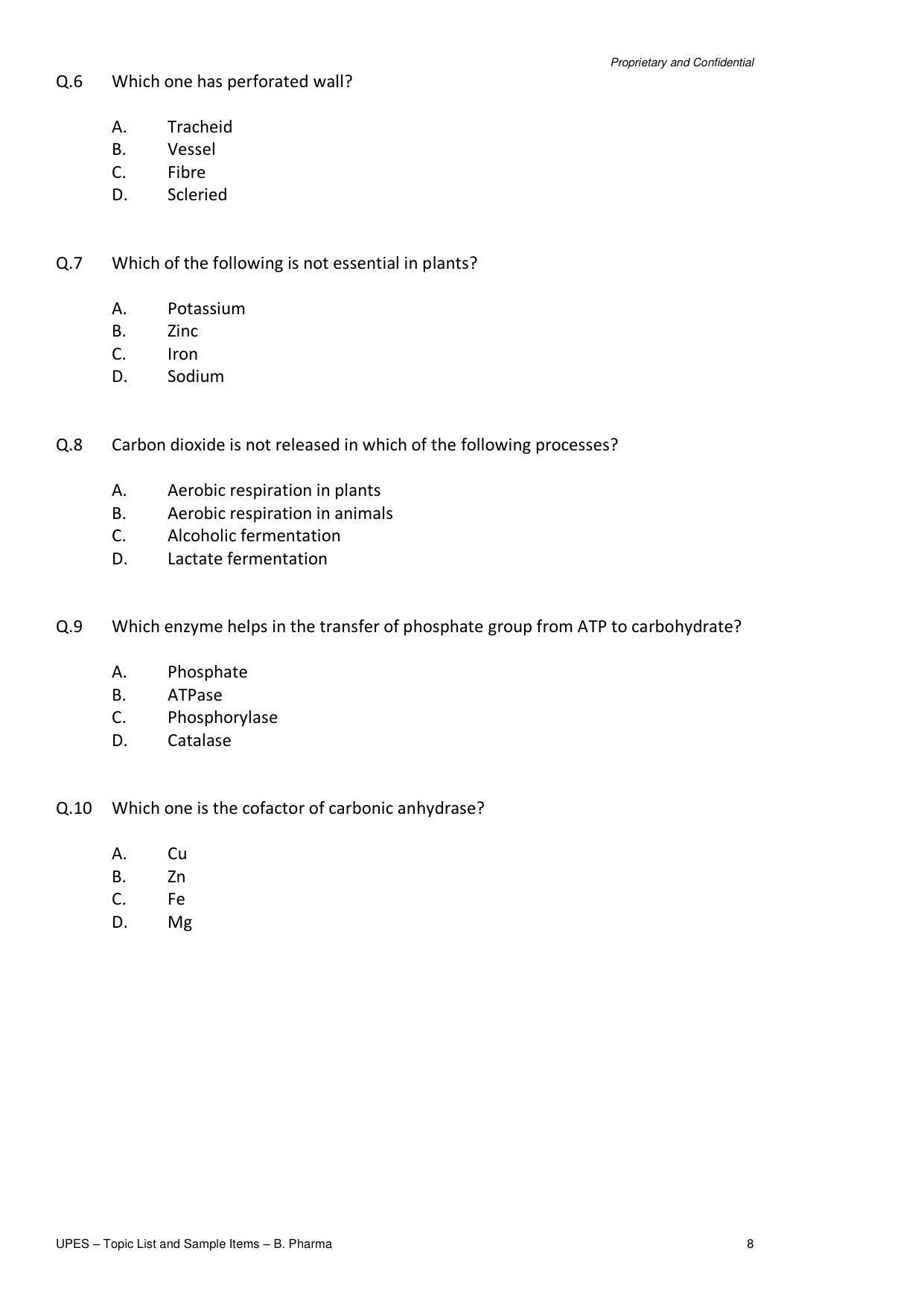 UPES B. Pharma Sample Papers - Page 8