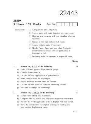 MSBTE Summer Question Paper 2019 - MEM
