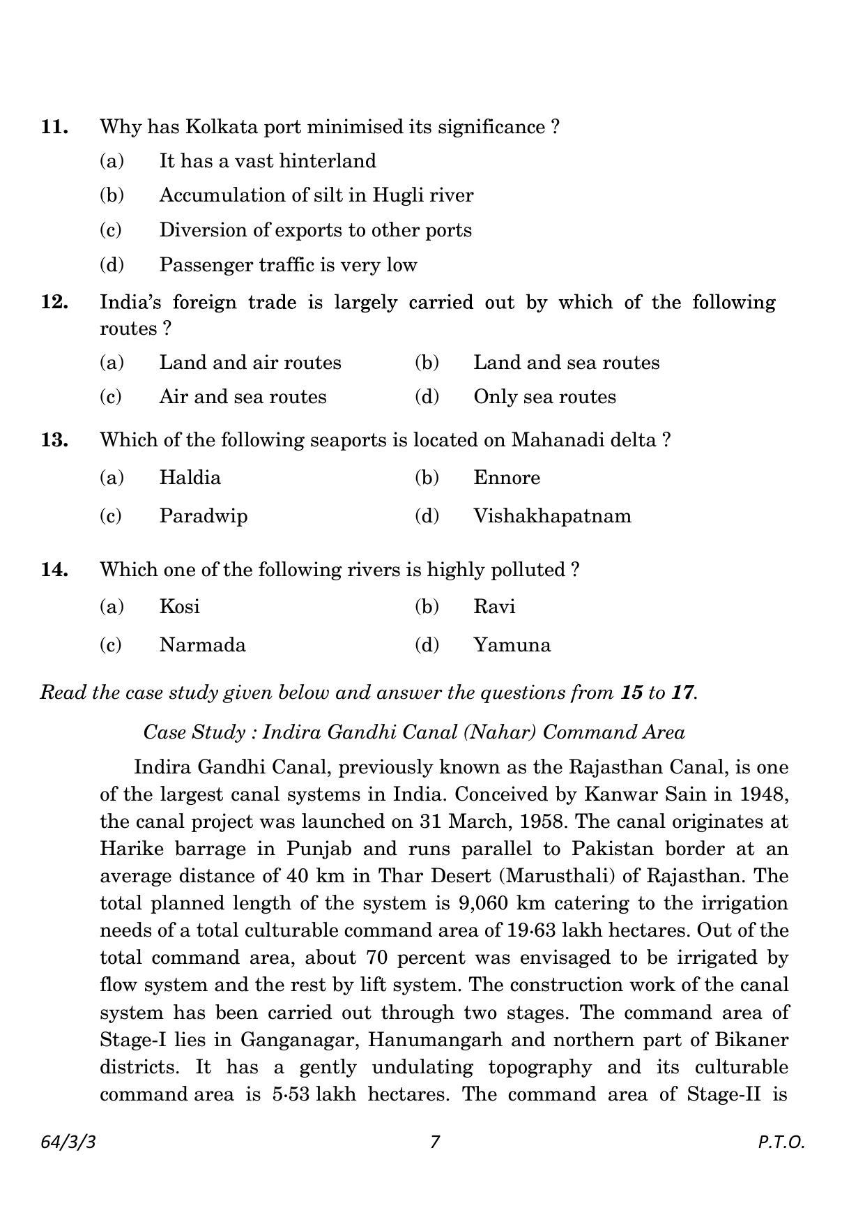CBSE Class 12 64-3-3 Geography 2023 Question Paper - Page 7