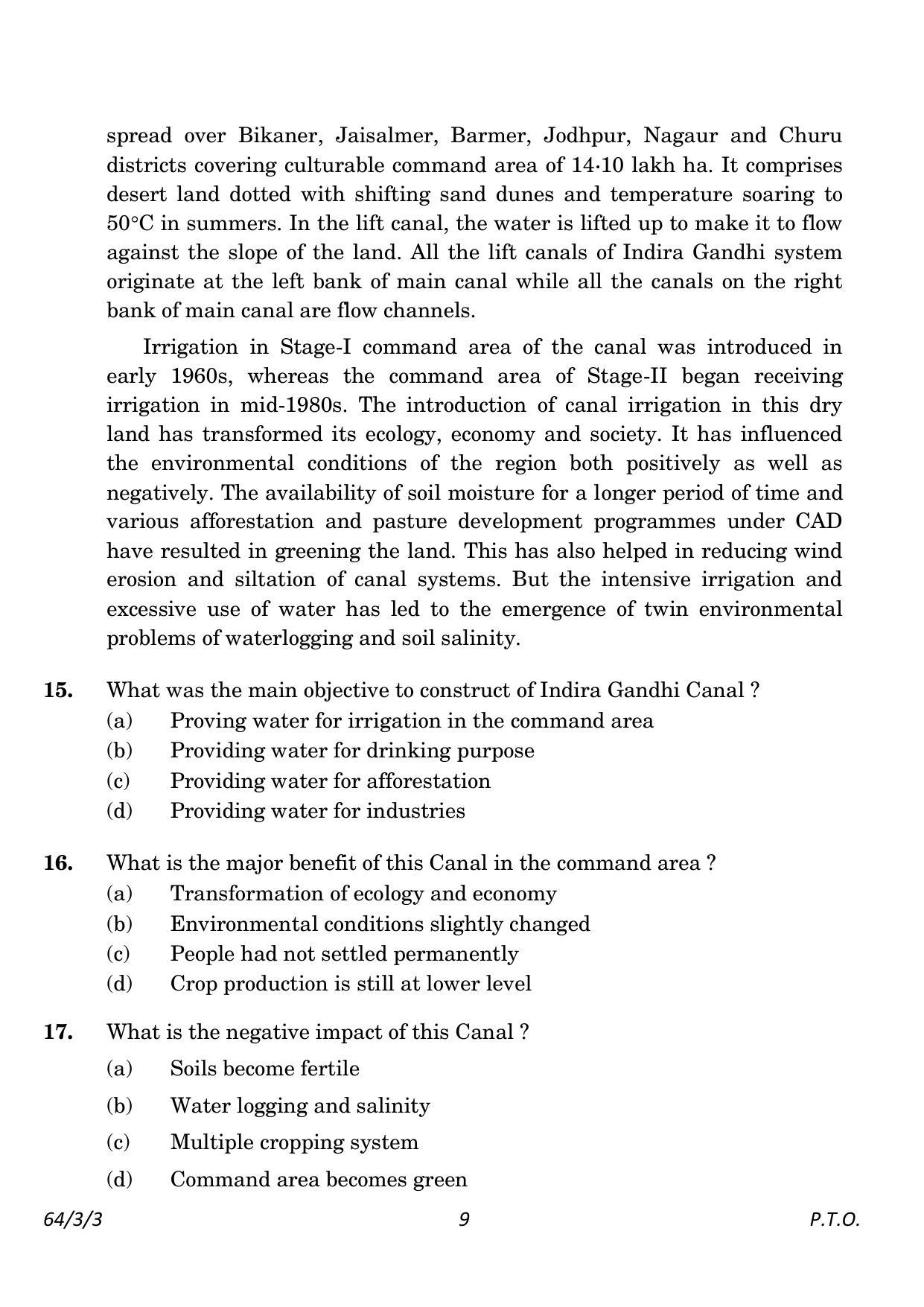 CBSE Class 12 64-3-3 Geography 2023 Question Paper - Page 9