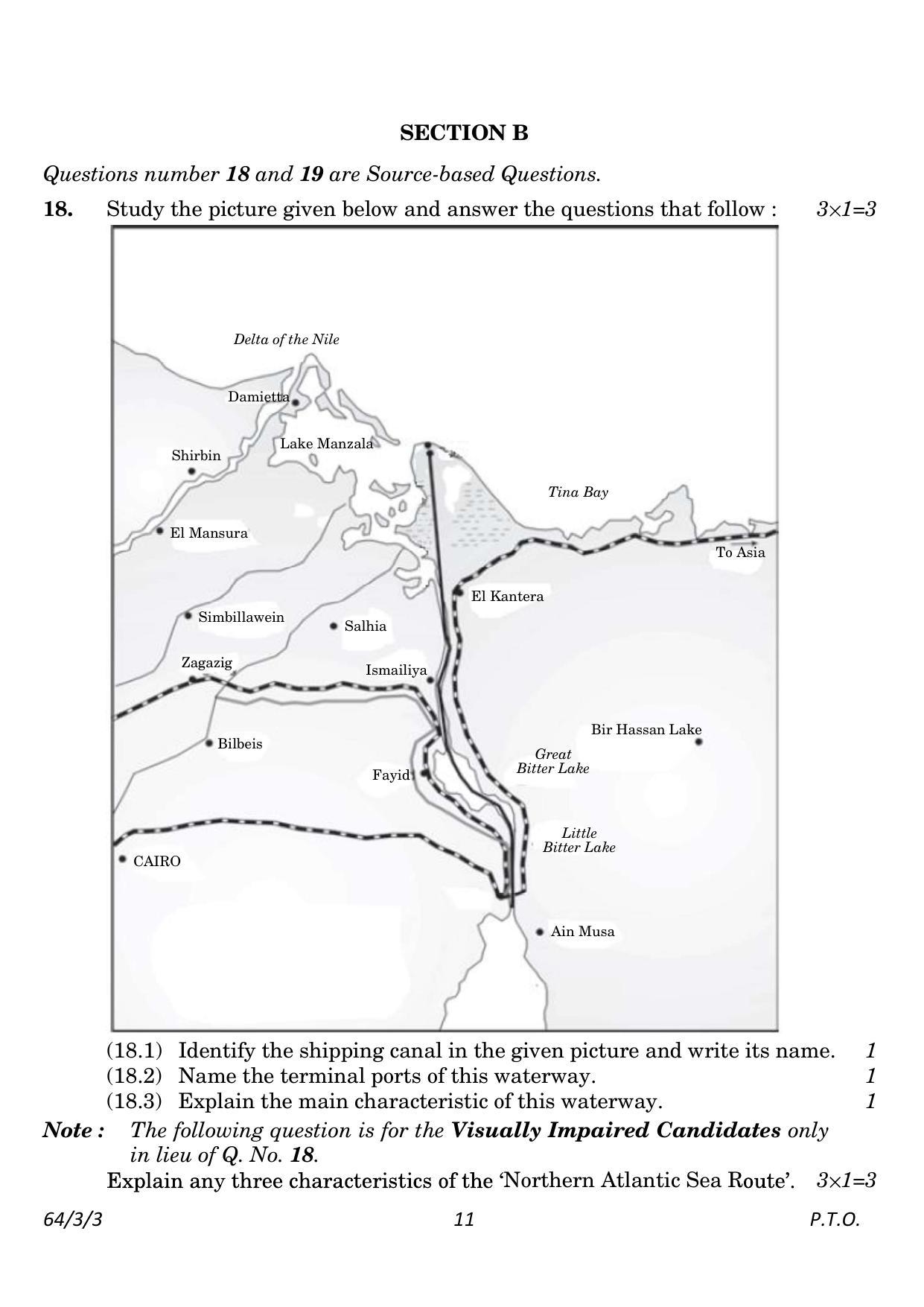 CBSE Class 12 64-3-3 Geography 2023 Question Paper - Page 11