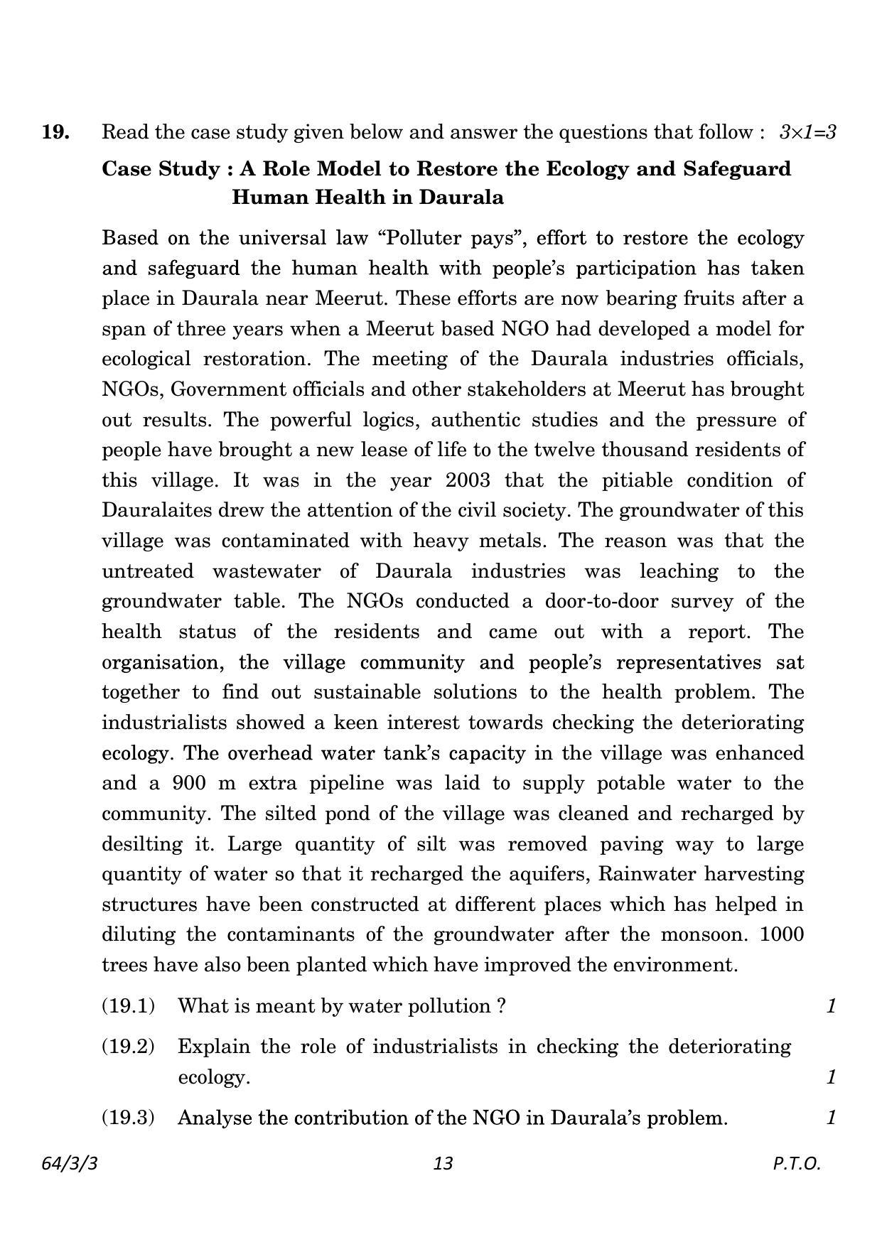 CBSE Class 12 64-3-3 Geography 2023 Question Paper - Page 13