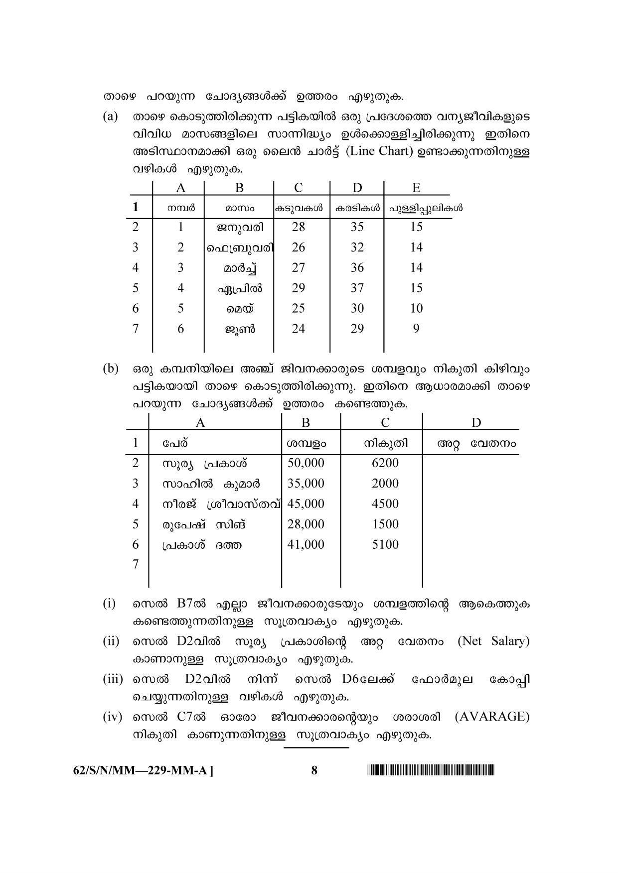 NIOS October 2021 Class 10 Data Entry Operations (Malayalam Medium) Question Paper - Page 8