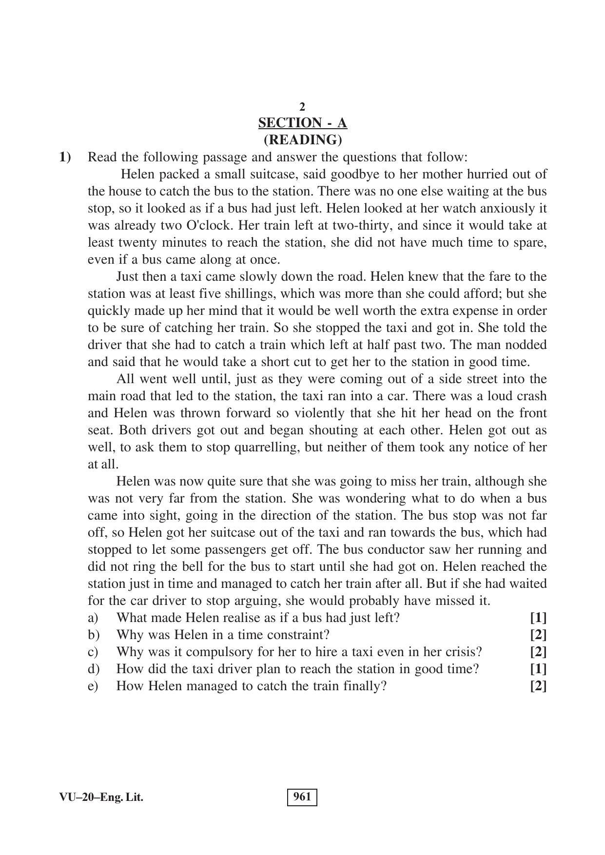 RBSE English Literature 2017 Varishtha Upadhyay Question Paper - Page 2