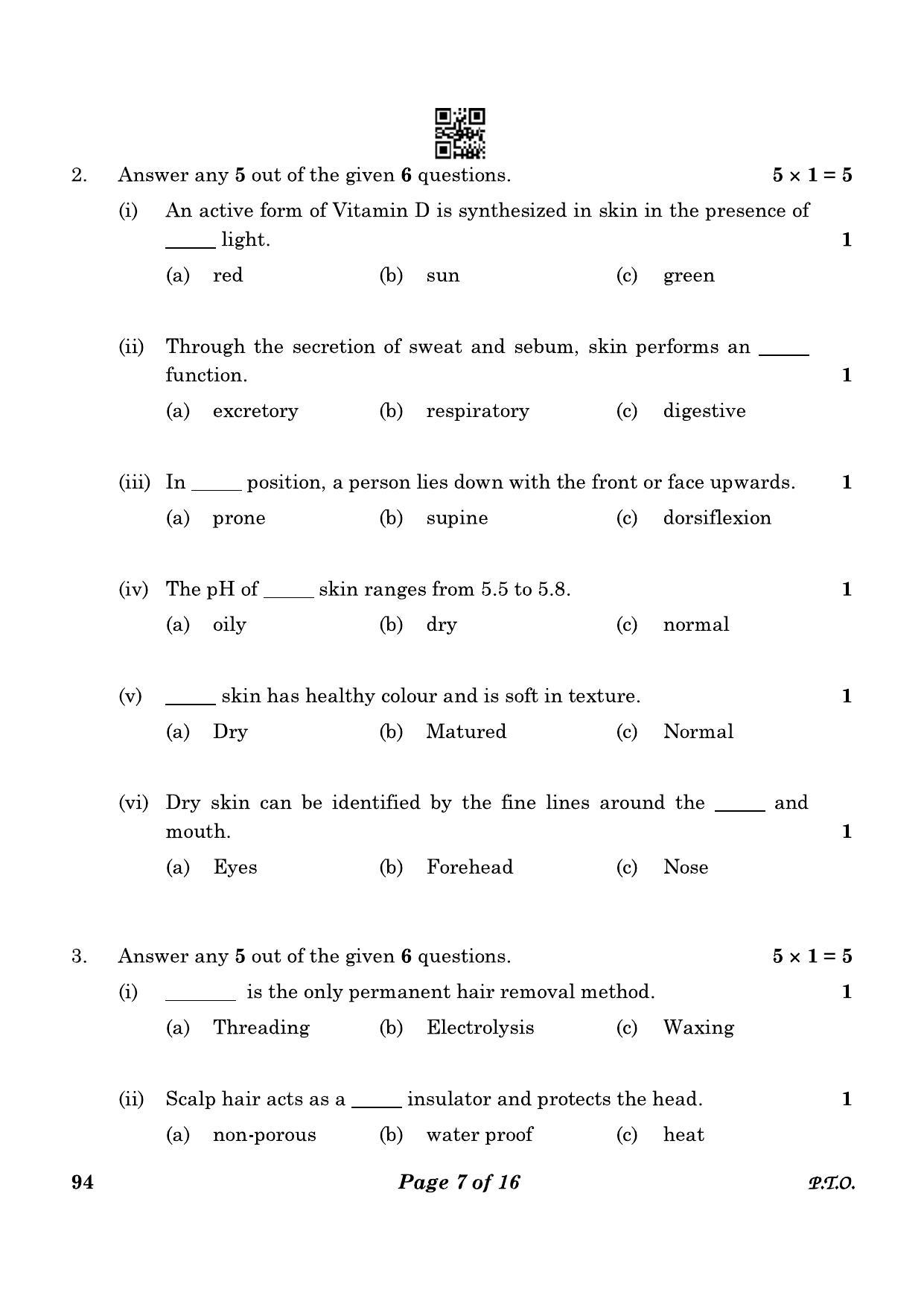 CBSE Class 10 94 Beauty And Wellness 2023 Question Paper - Page 7