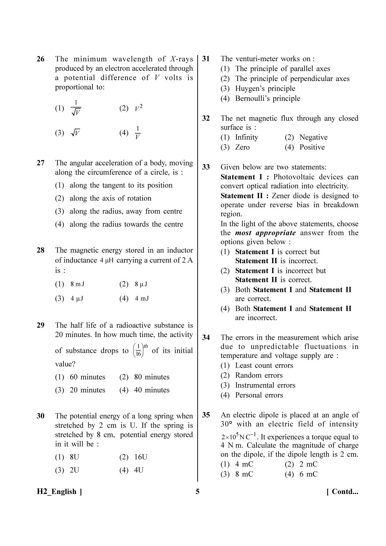 NEET 2023 H2 Question Paper - Page 5