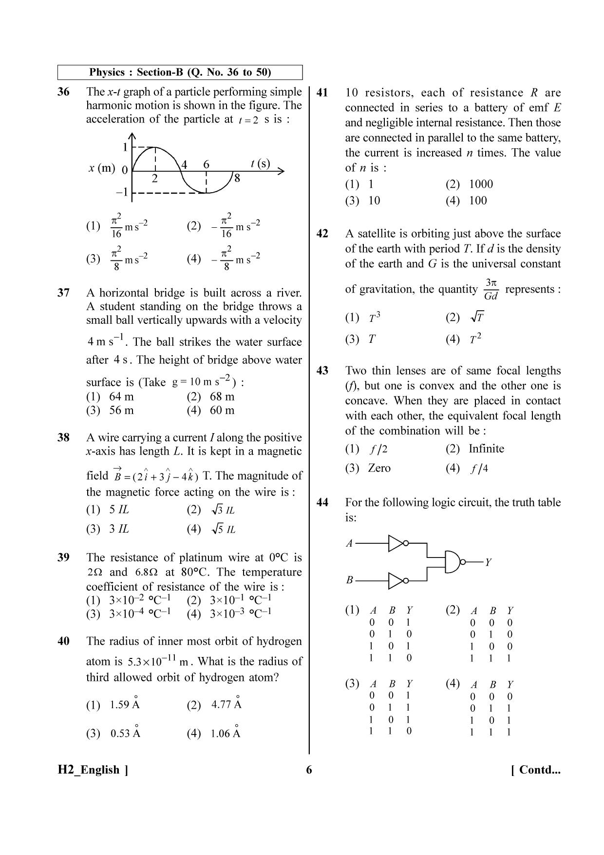 NEET 2023 H2 Question Paper - Page 6