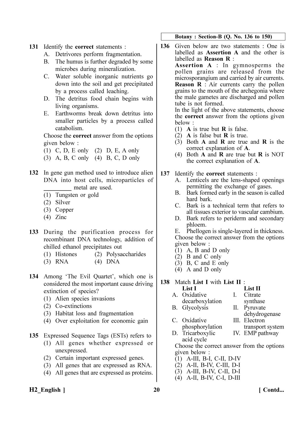 NEET 2023 H2 Question Paper - Page 20