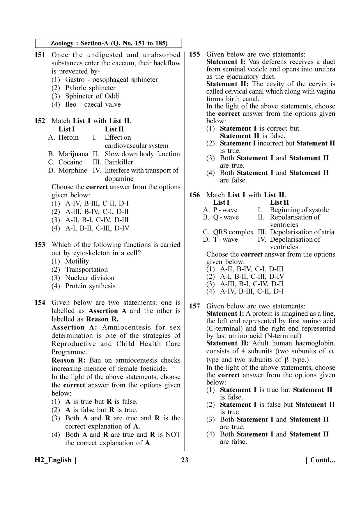 NEET 2023 H2 Question Paper - Page 23