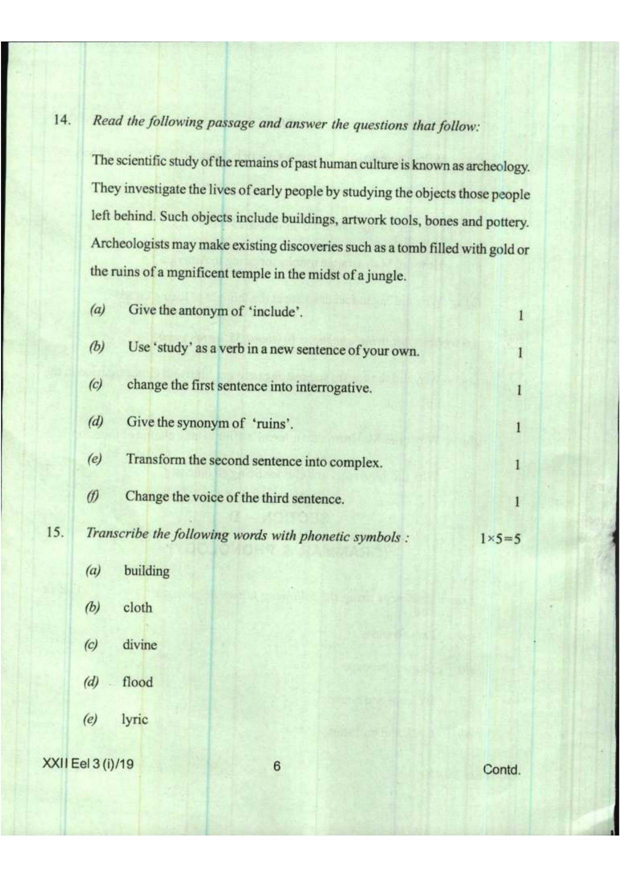 COHSEM Class 12 Elective English 2019 Question Papers - Page 6