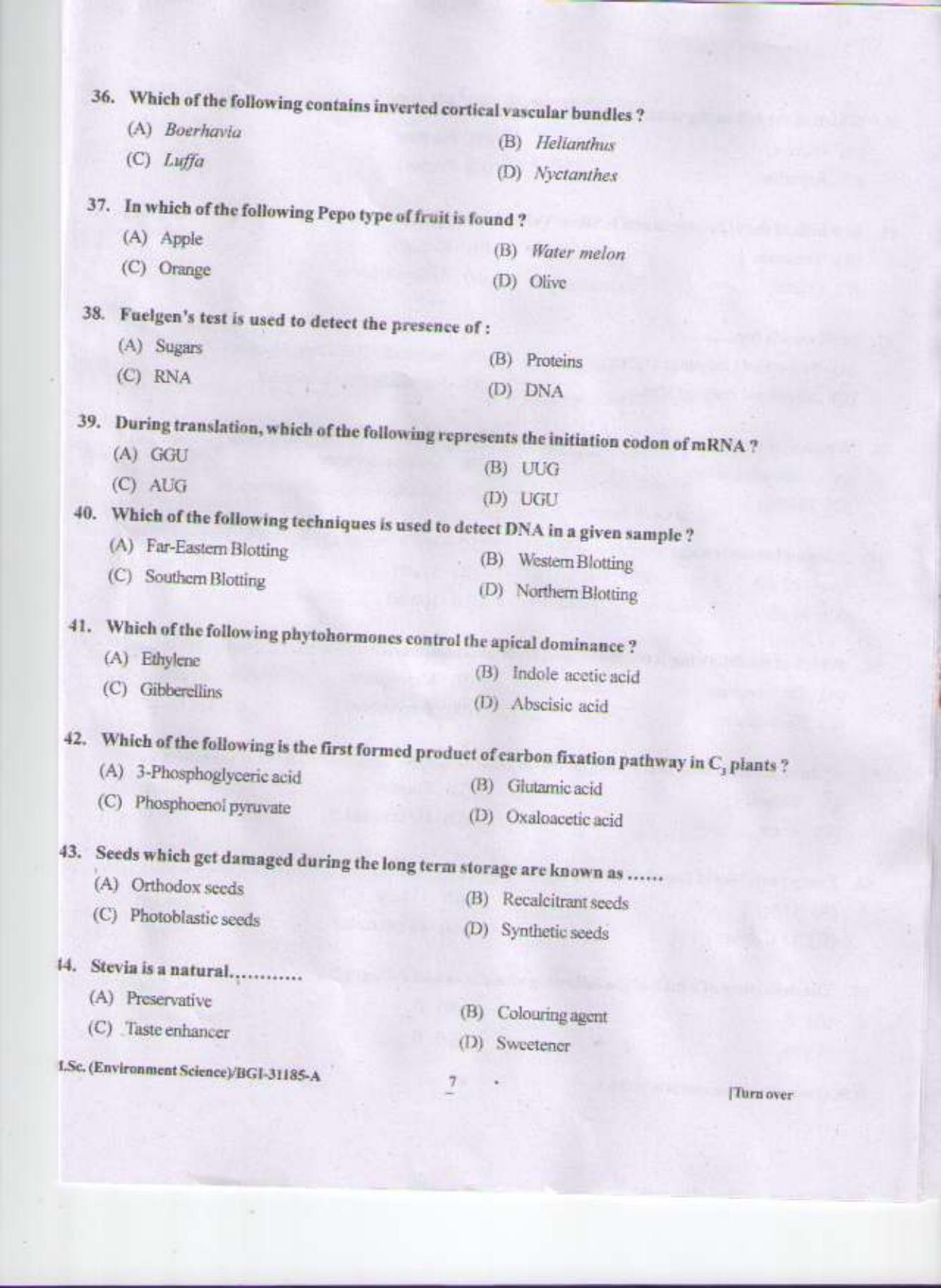 PU CET PG 2015: MSc (2yr)(Environment Sc.) Question Paper - Page 6