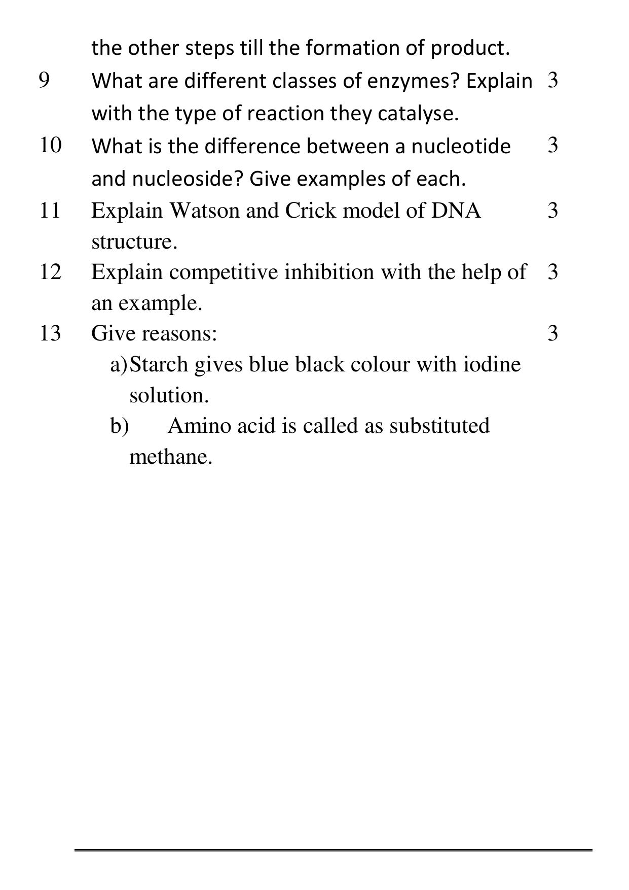 CBSE Worksheets for Class 11 Biology Biomolecule Assignment - Page 3