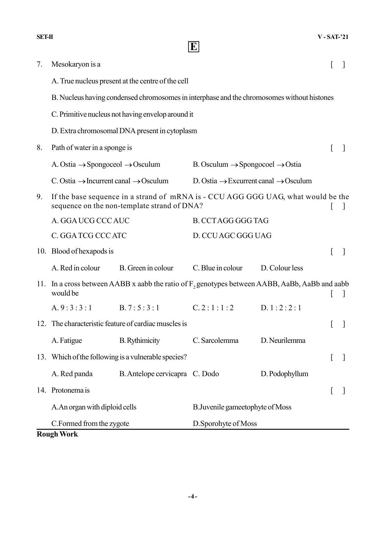 VSAT Exam BIPC Sample Question Paper - Page 4