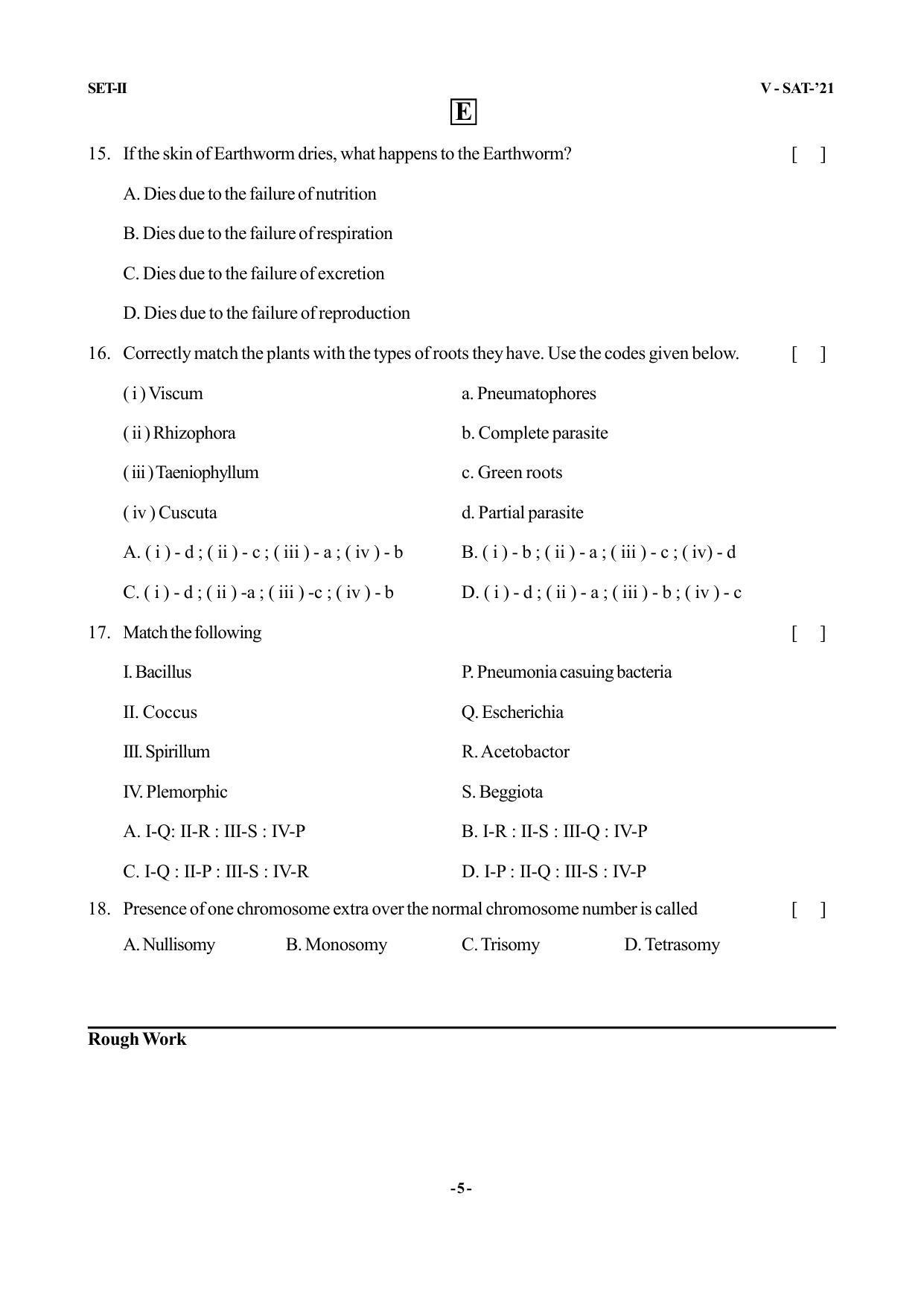 VSAT Exam BIPC Sample Question Paper - Page 5