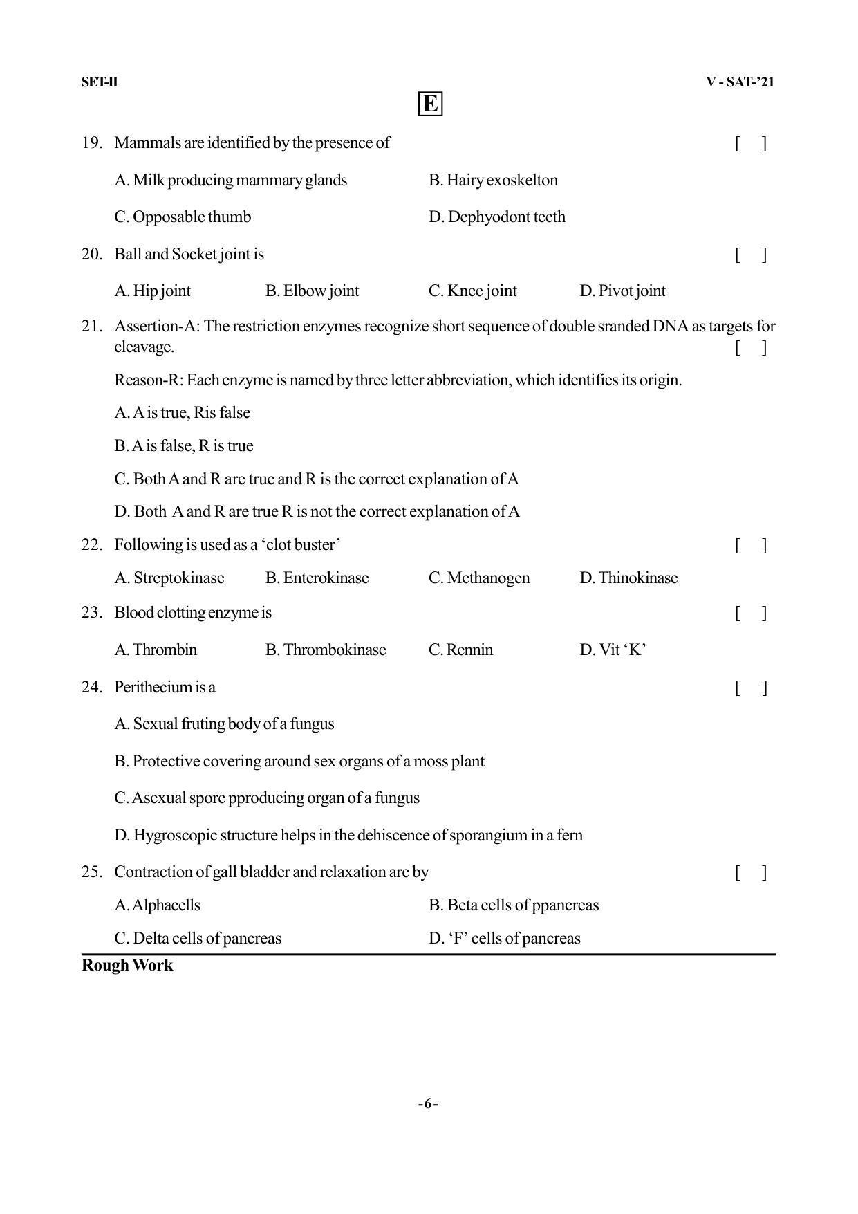 VSAT Exam BIPC Sample Question Paper - Page 6