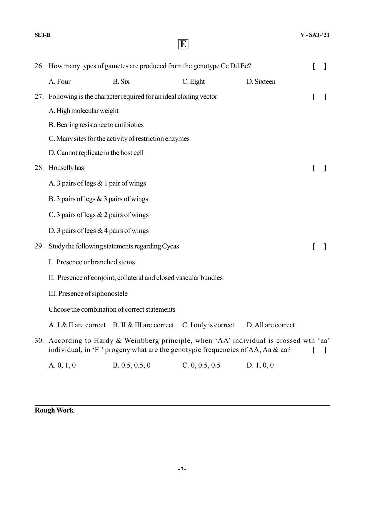 VSAT Exam BIPC Sample Question Paper - Page 7