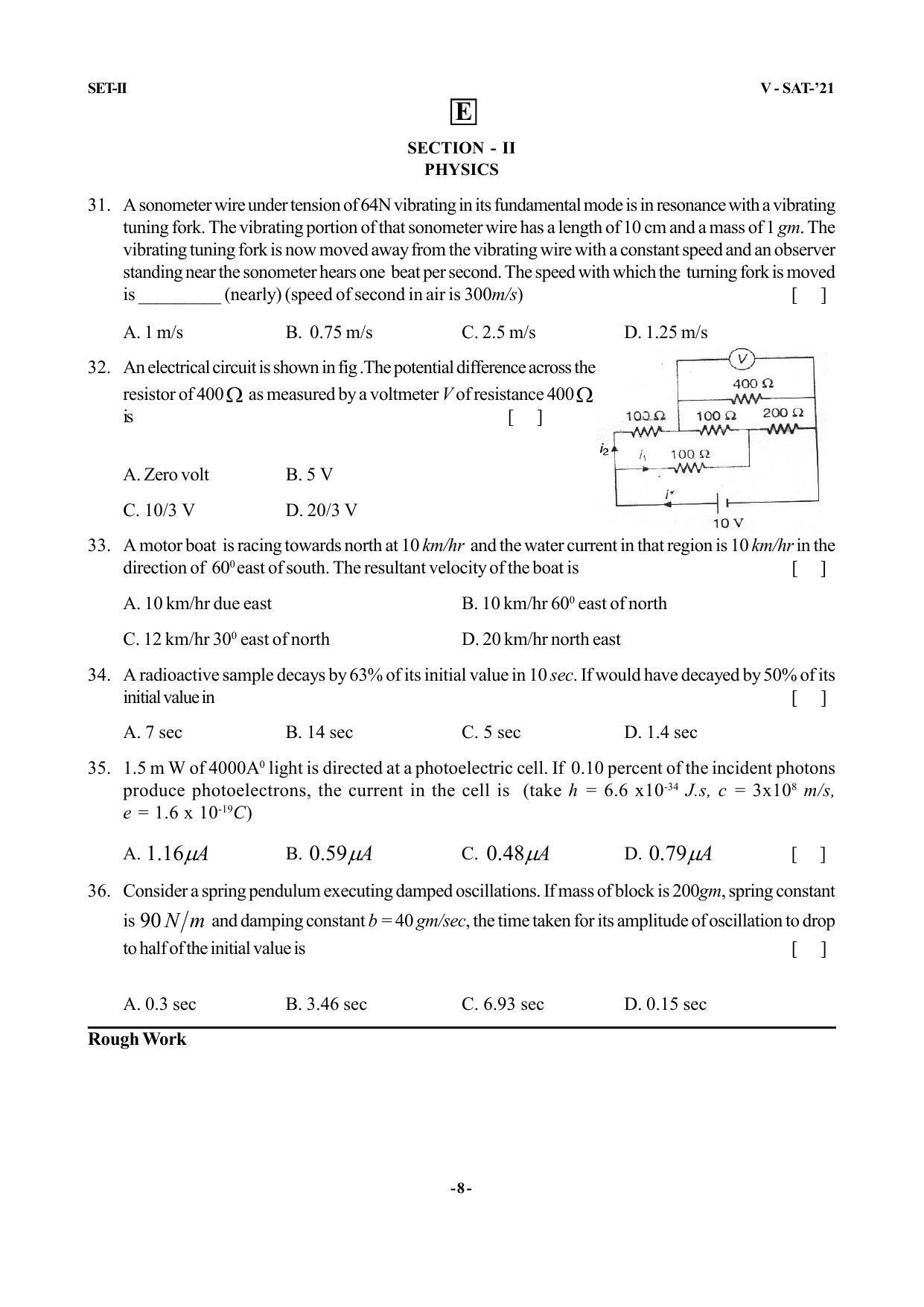 VSAT Exam BIPC Sample Question Paper - Page 8