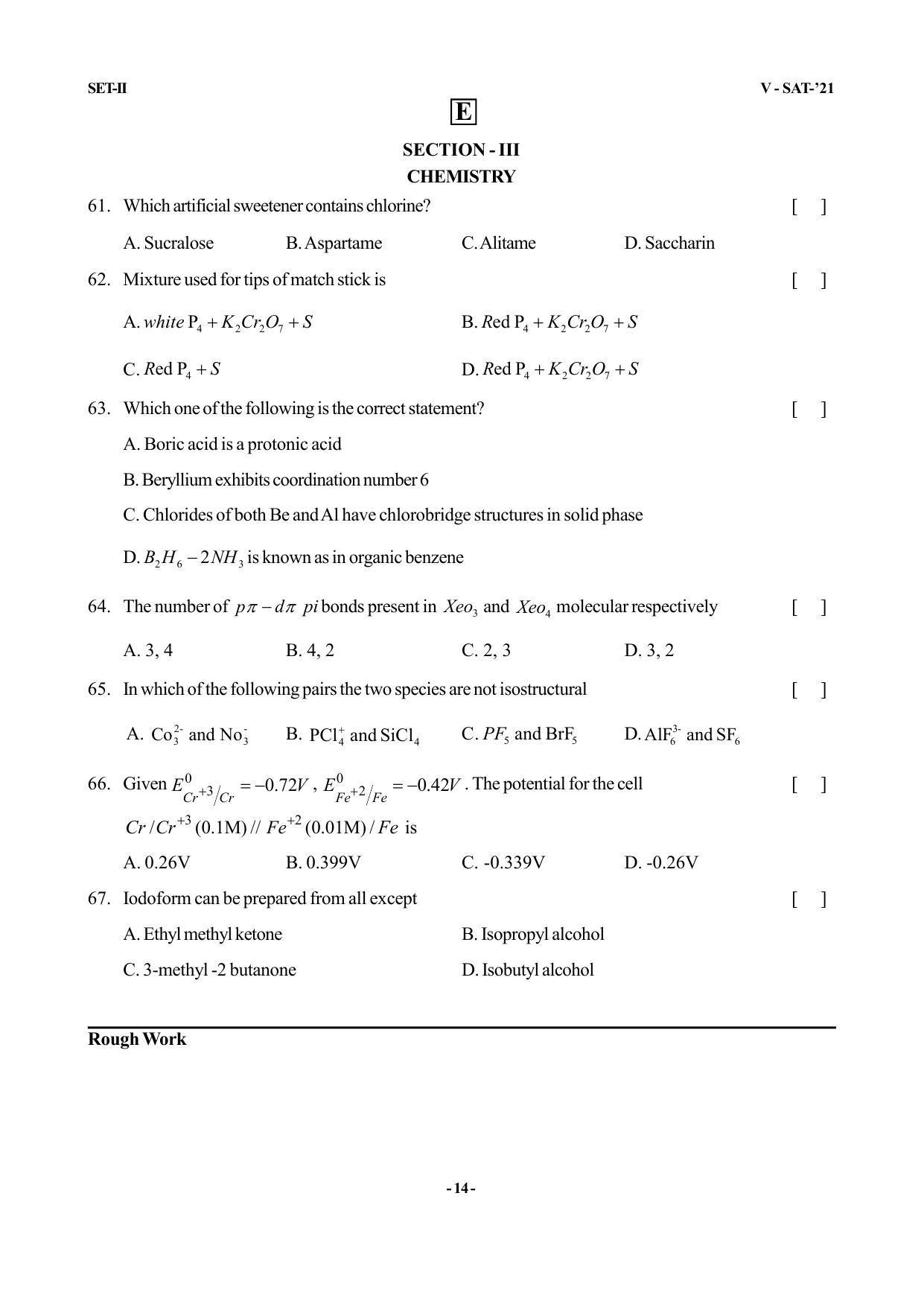 VSAT Exam BIPC Sample Question Paper - Page 14