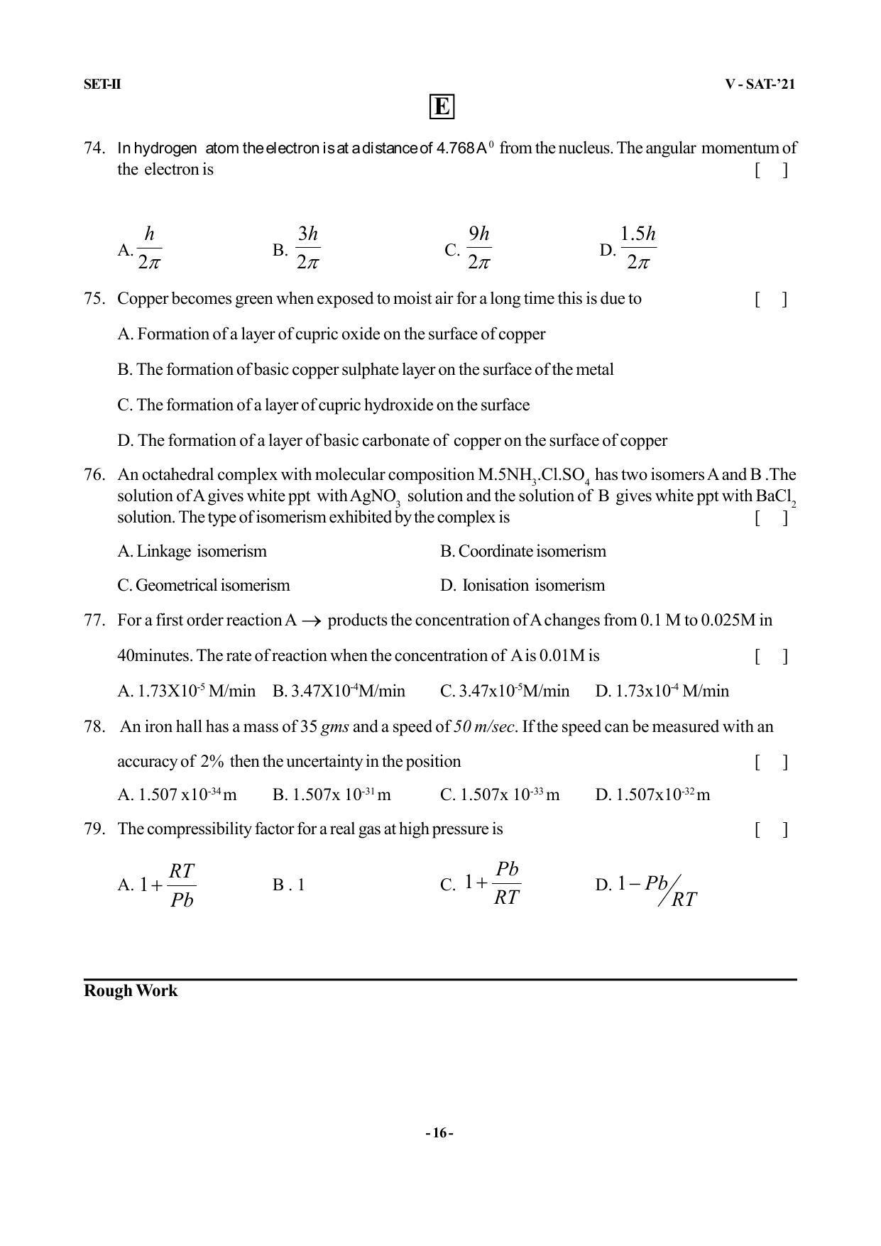 VSAT Exam BIPC Sample Question Paper - Page 16