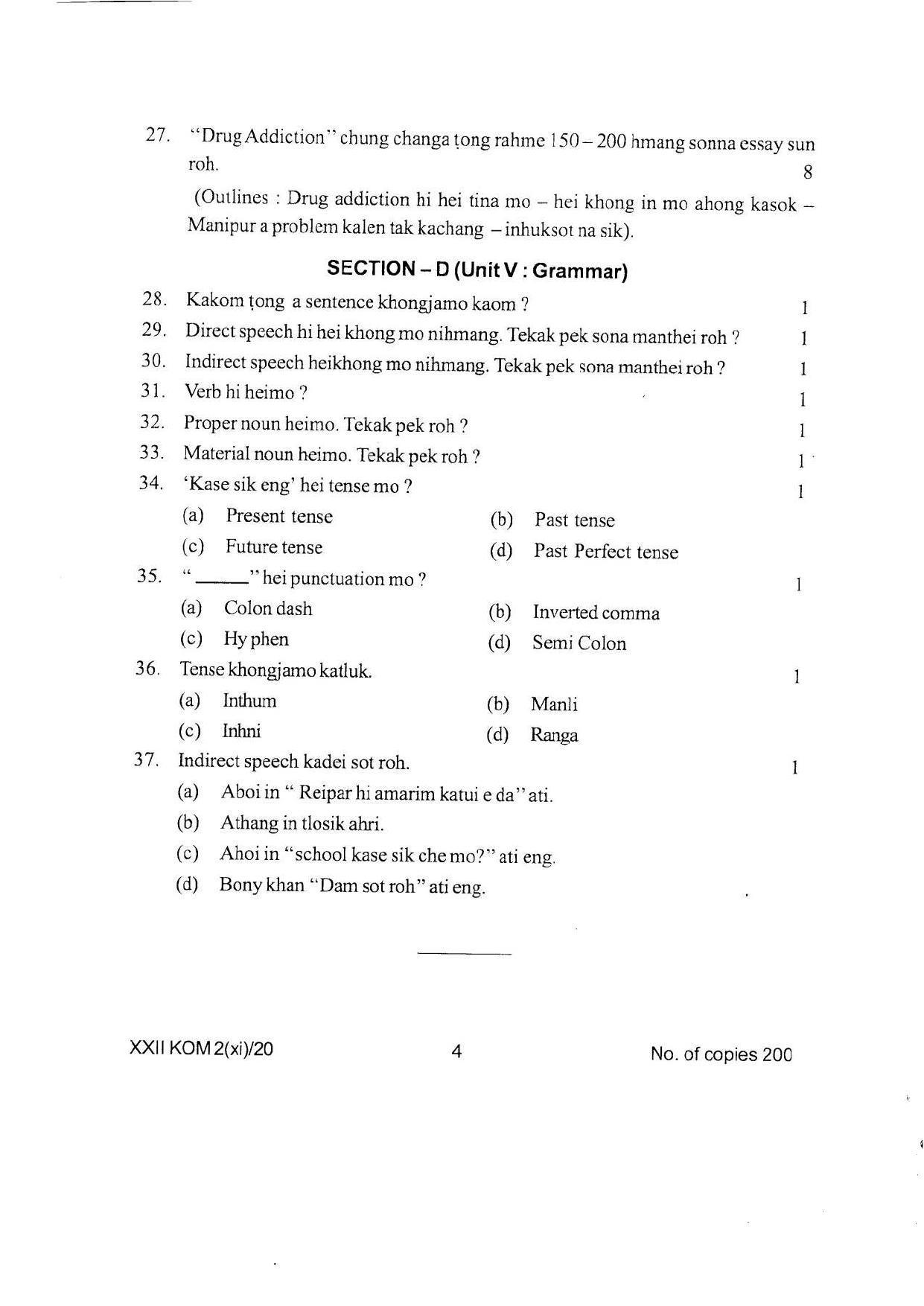 COHSEM Class 12 Kom Question Papers 2020 - Page 4