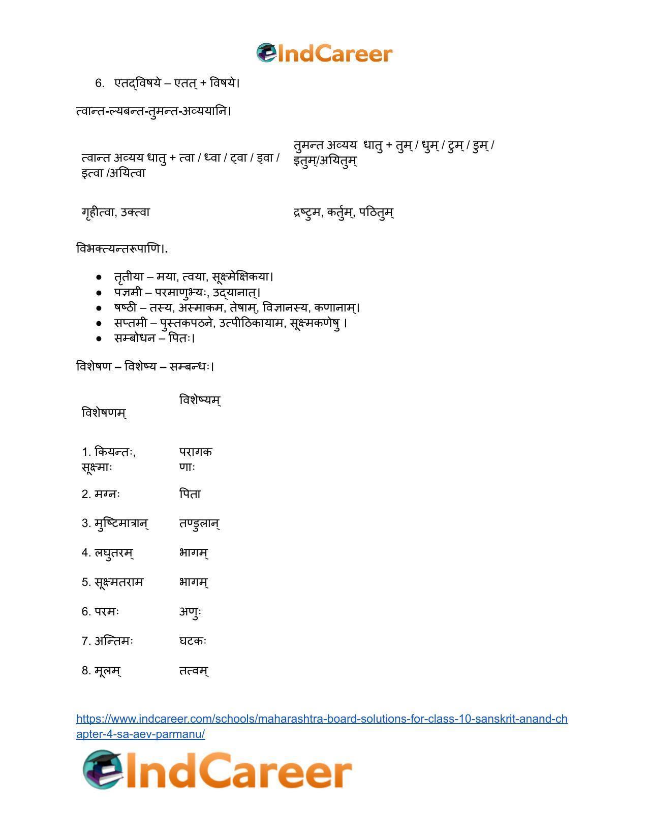 Maharashtra Board Solutions for Class 10- Sanskrit Anand: Chapter 4- स एव परमाणुः - Page 11