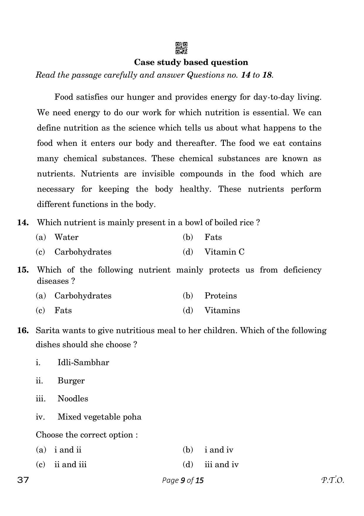CBSE Class 10 37 Home Science 2023 Question Paper - Page 9