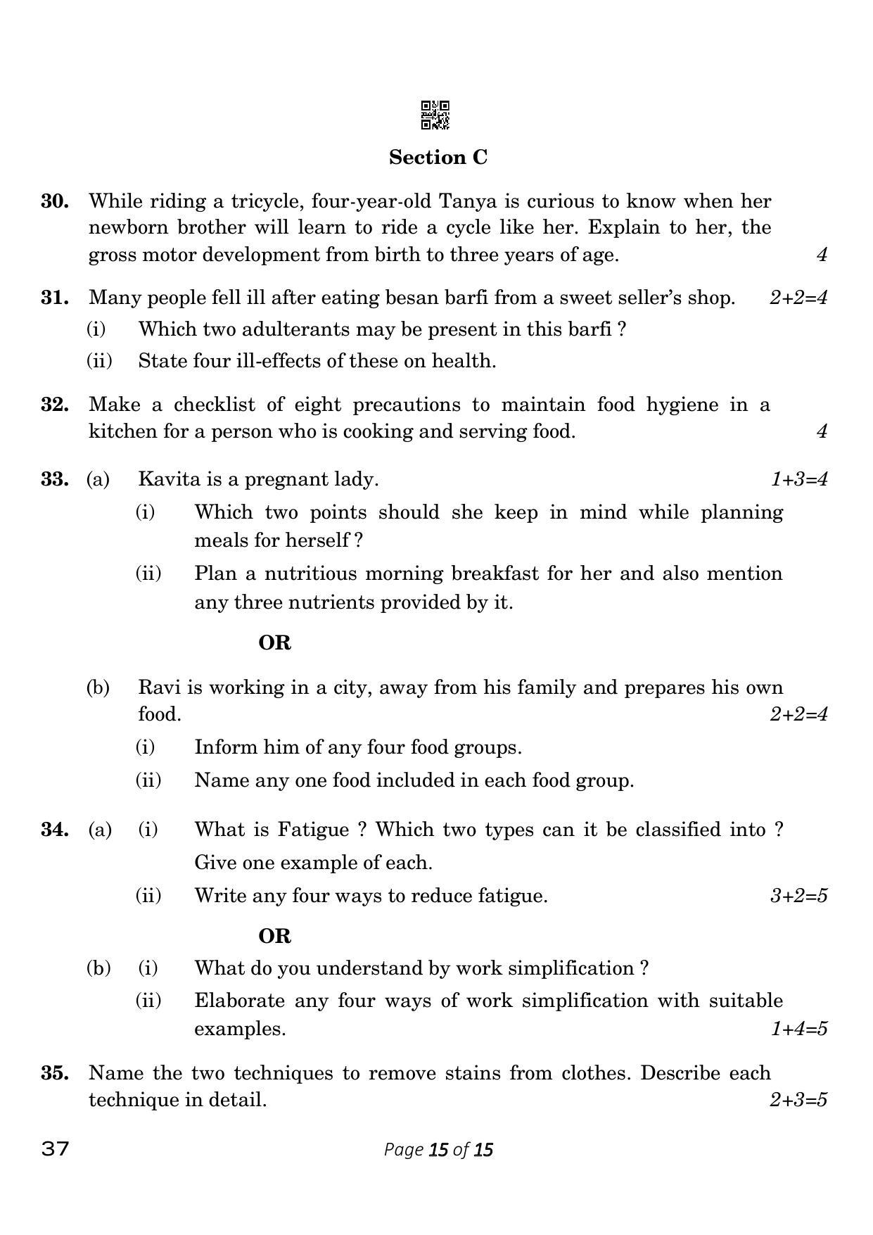 CBSE Class 10 37 Home Science 2023 Question Paper - Page 15