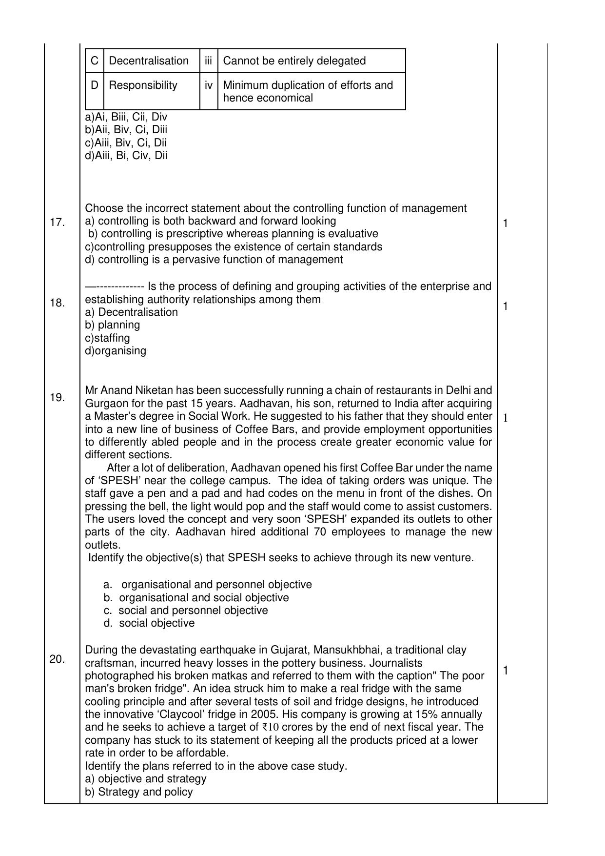 CBSE Class 12 Business Studies SET 2 Practice Questions 2023-24 - Page 5