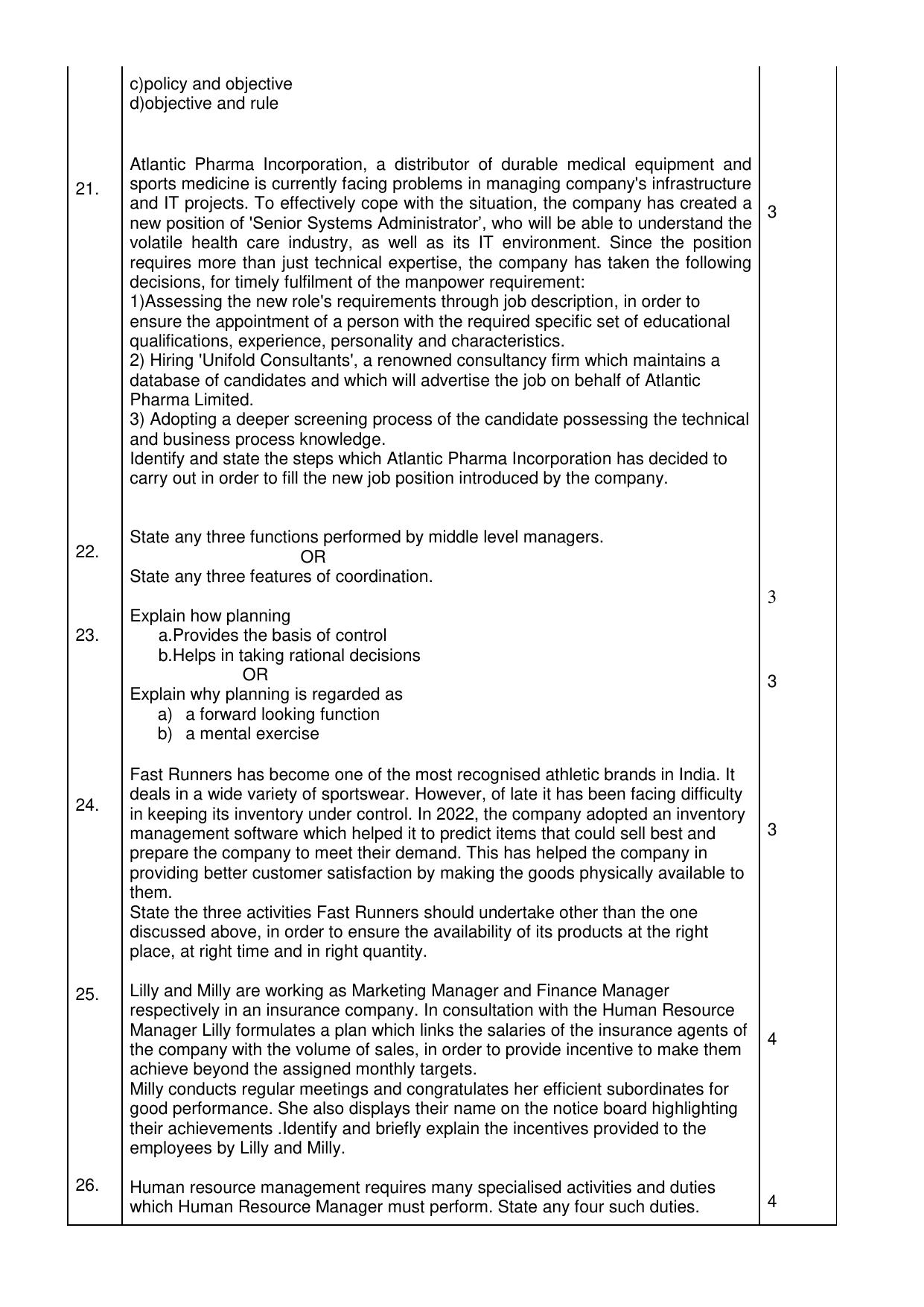 CBSE Class 12 Business Studies SET 2 Practice Questions 2023-24  - Page 6