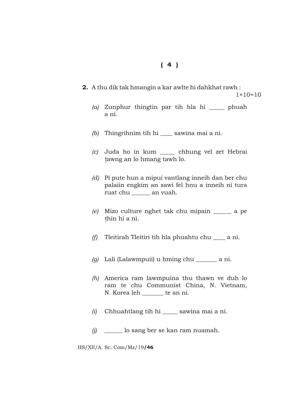 Meghalaya Board (MBOSE) Class 12 MIZO 2019 Question Paper - Page 4