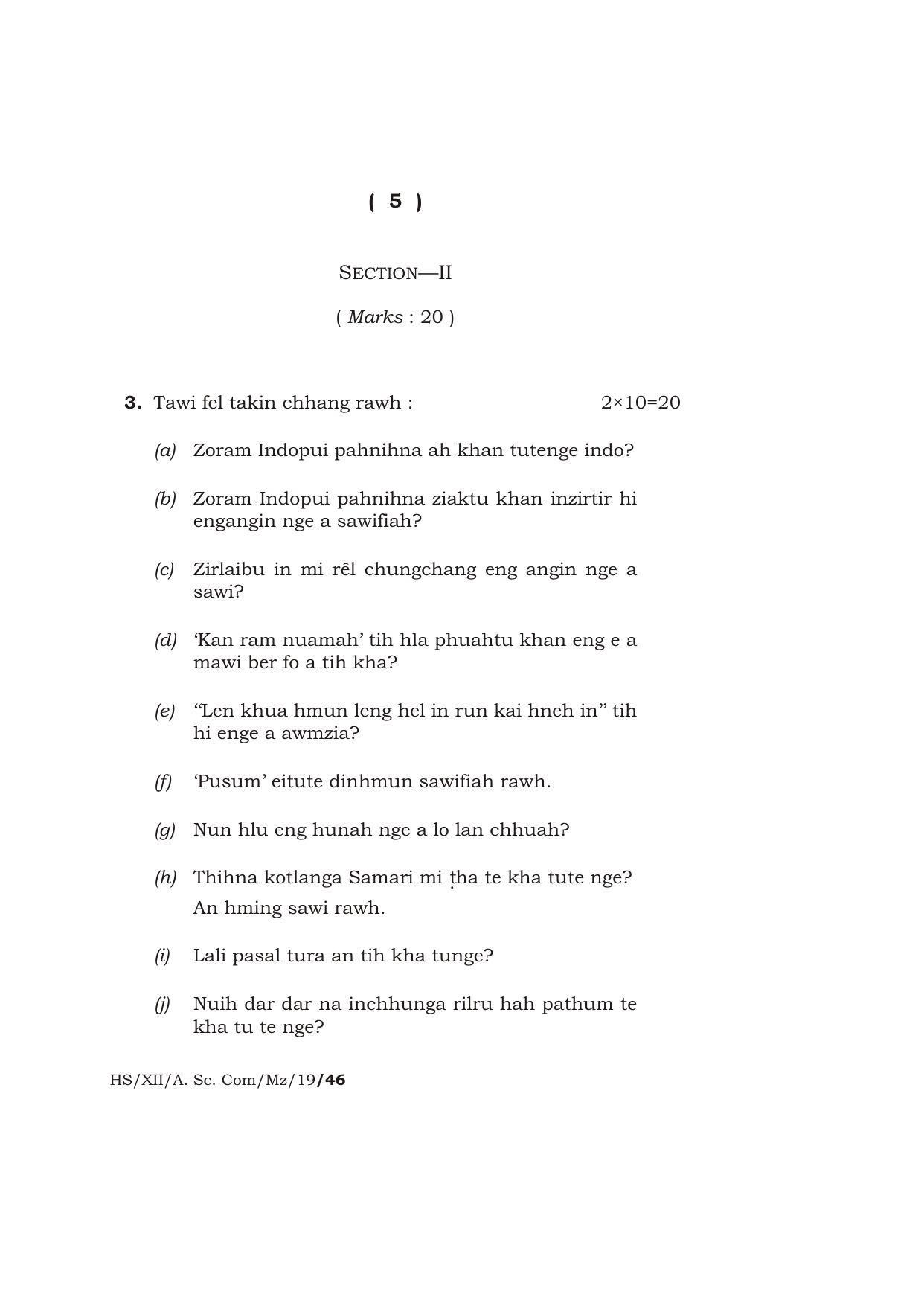 Meghalaya Board (MBOSE) Class 12 MIZO 2019 Question Paper - Page 5