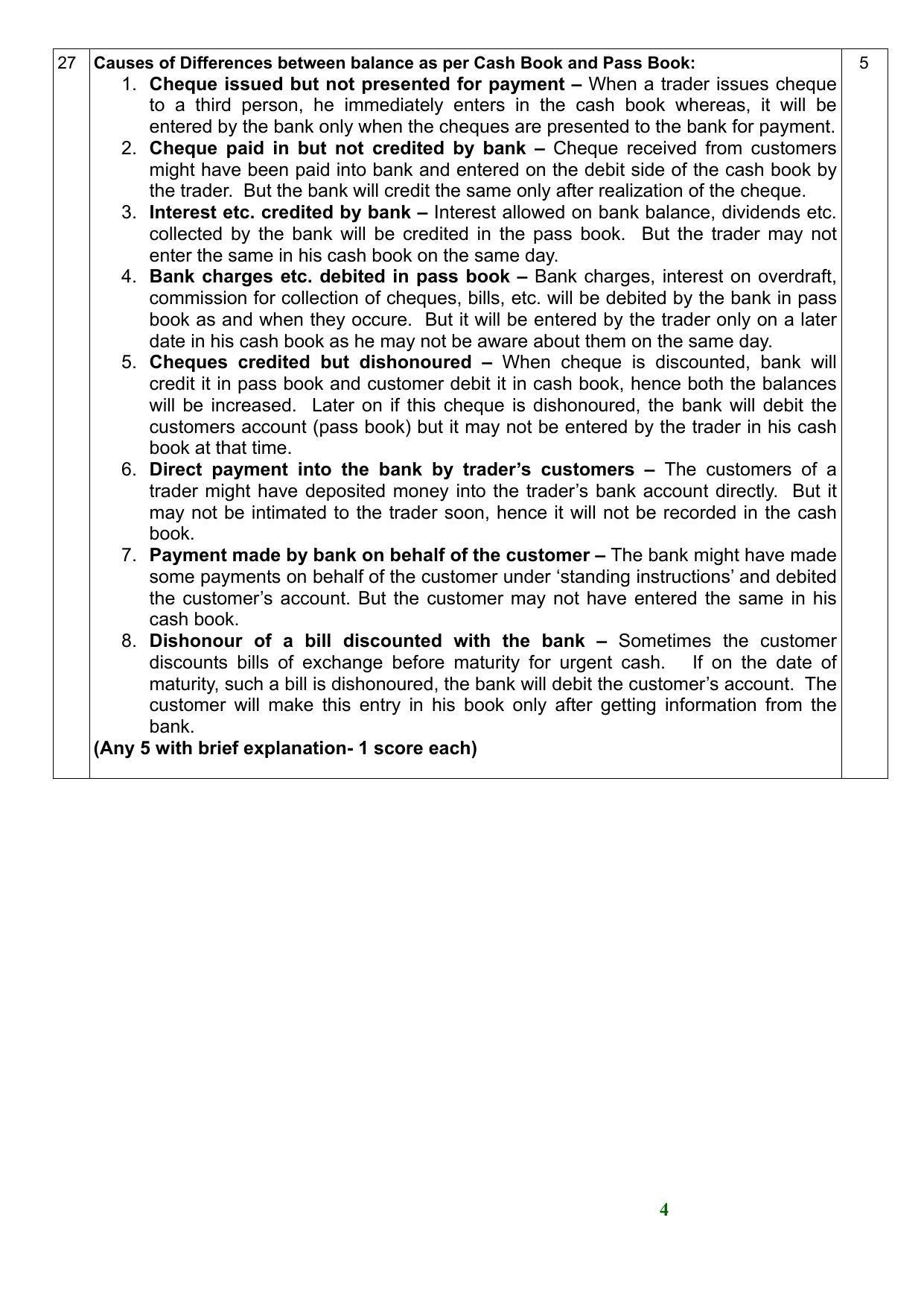 Kerala Plus One 2021 Accountancy with CA Answer Key - Page 4