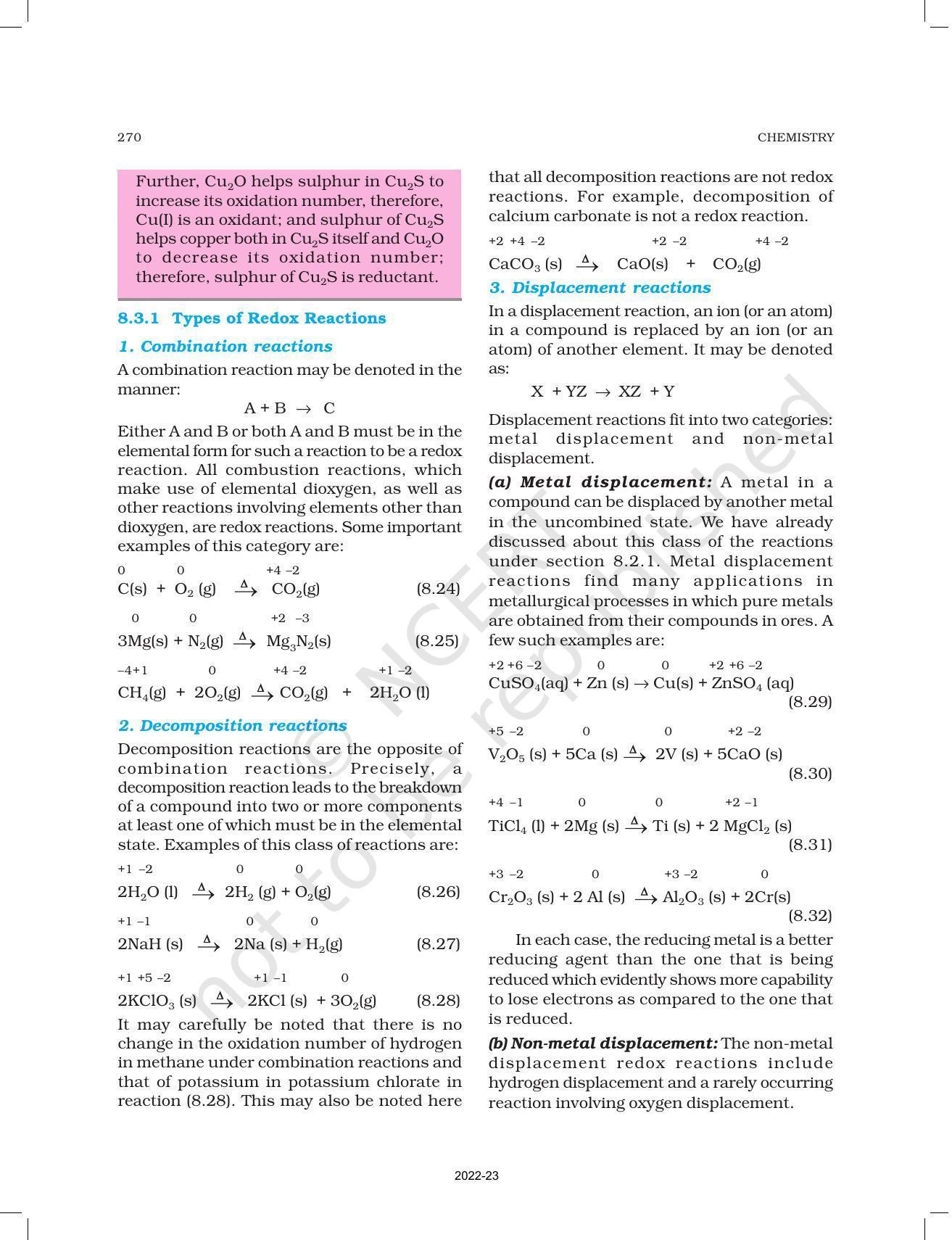 NCERT Book for Class 11 Chemistry Chapter 8 Redox Reactions - Page 8