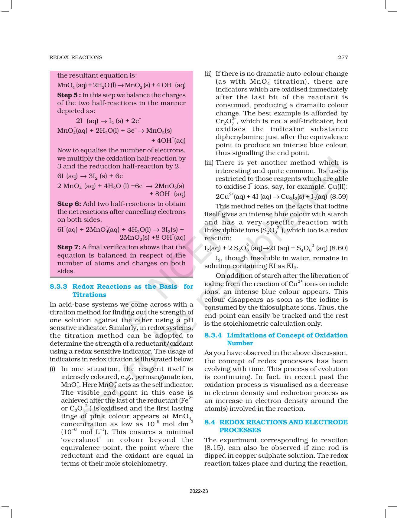 NCERT Book for Class 11 Chemistry Chapter 8 Redox Reactions - Page 15