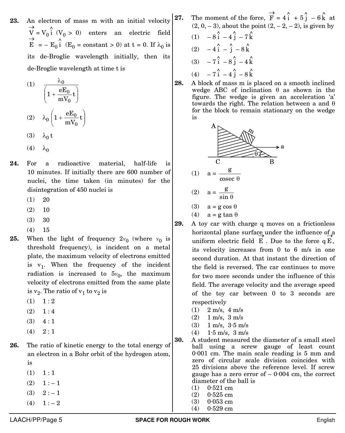 NEET English PP 2019 Question Paper - Page 5