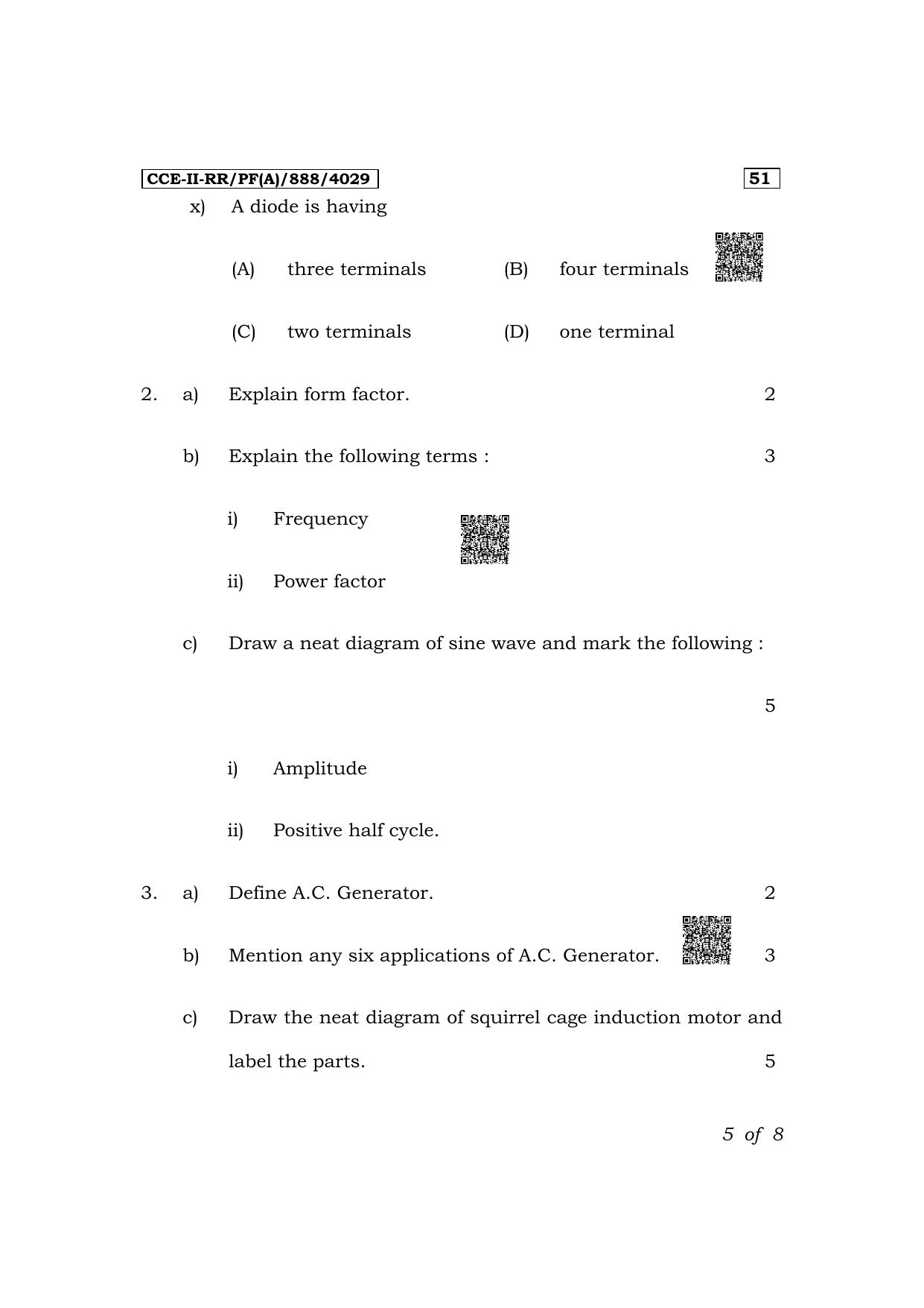Karnataka SSLC JTS Subject (Elements Of Electrical Engineering-IV-51E) Exam 2 Question Paper 2024 (A Version) - Page 5