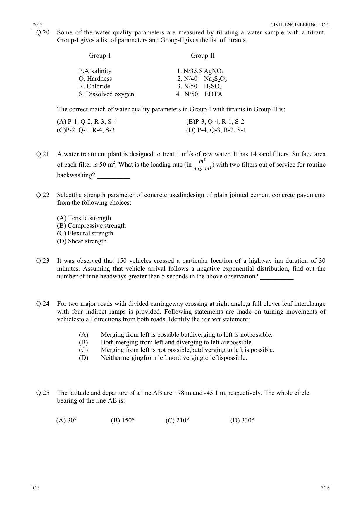 GATE 2013 Civil Engineering (CE) Question Paper with Answer Key - Page 7