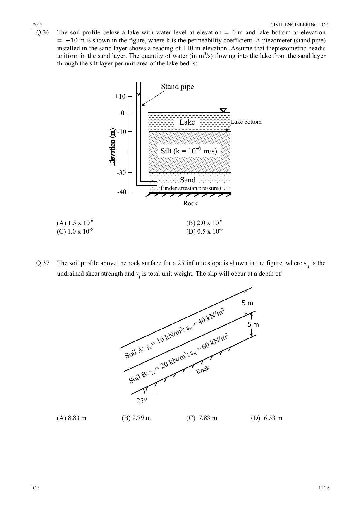 GATE 2013 Civil Engineering (CE) Question Paper with Answer Key - Page 11