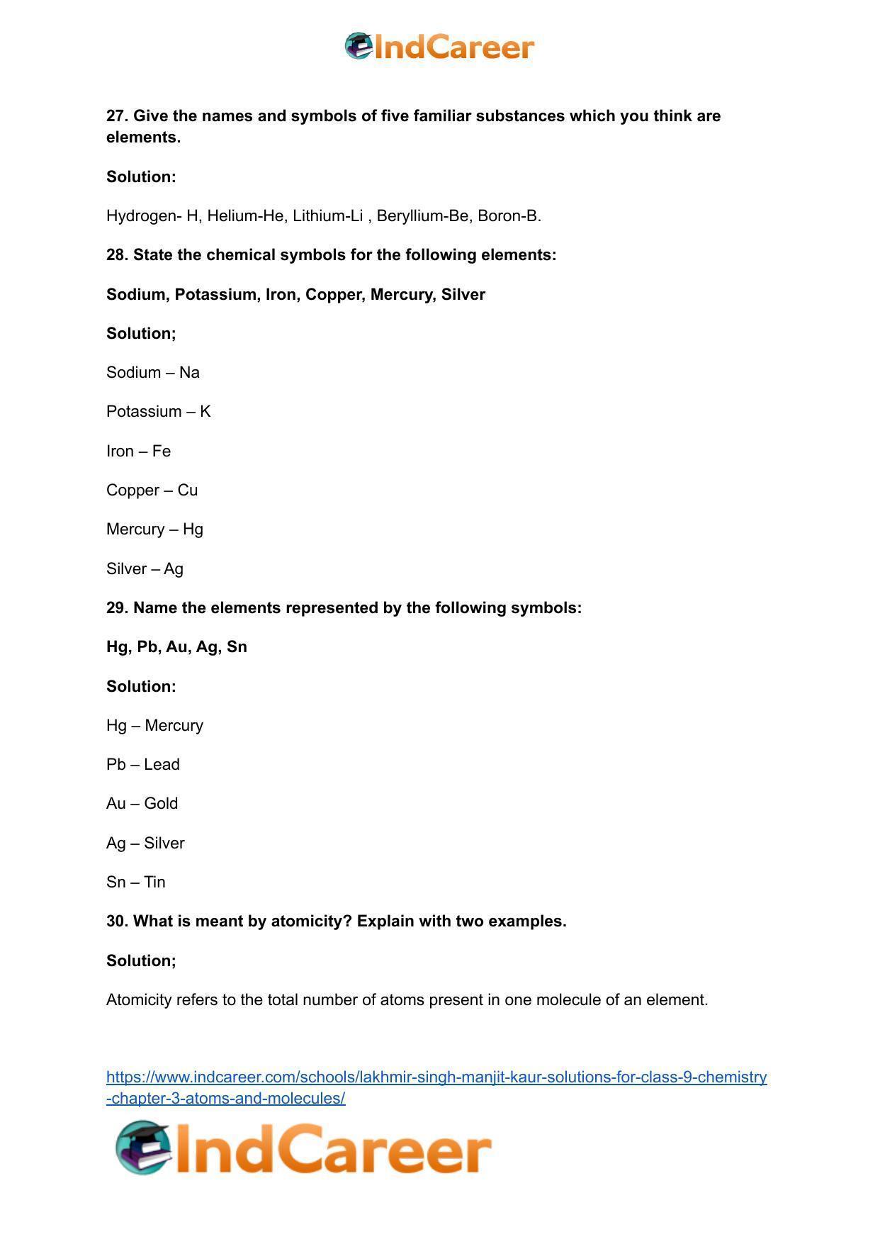 Lakhmir Singh Manjit Kaur  Solutions for Class 9 Chemistry: Chapter 3- Atoms and Molecules - Page 7